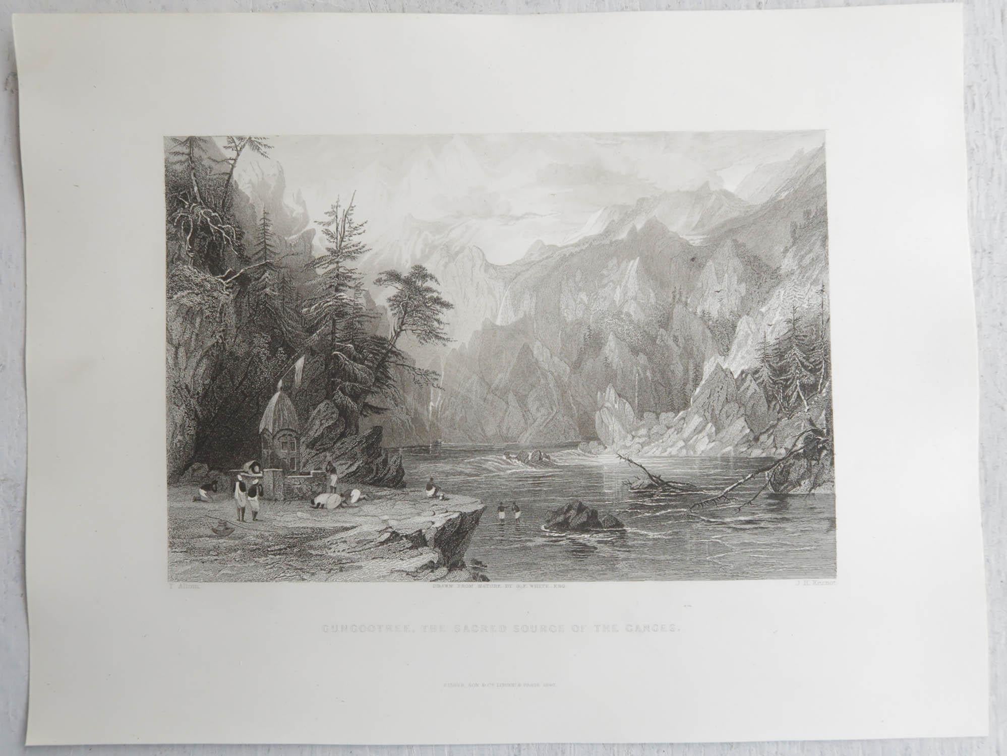 Conjunto de 15 Grabados Antiguos Originales del Himalaya, India, hacia 1830 en venta 7