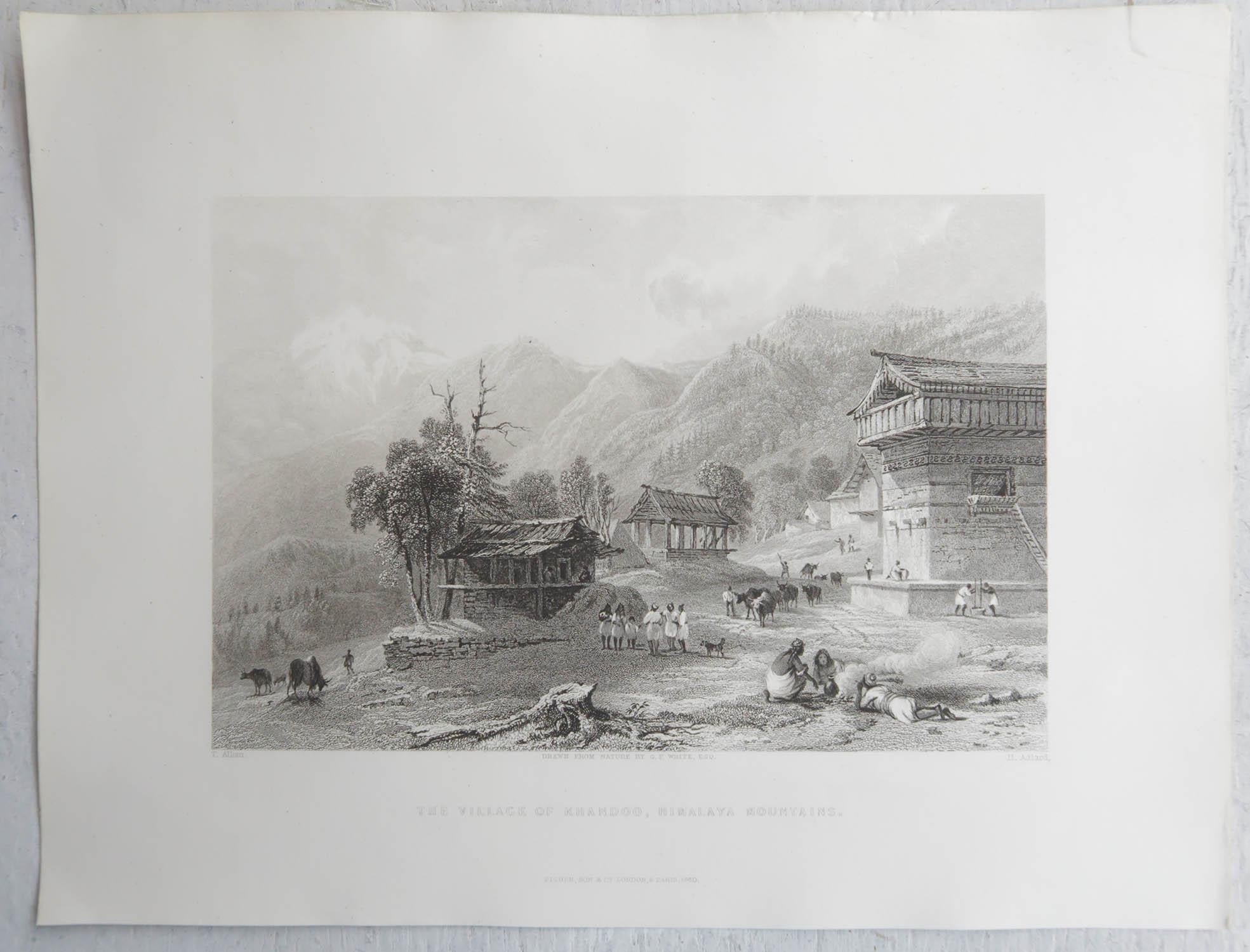 Conjunto de 15 Grabados Antiguos Originales del Himalaya, India, hacia 1830 en venta 8