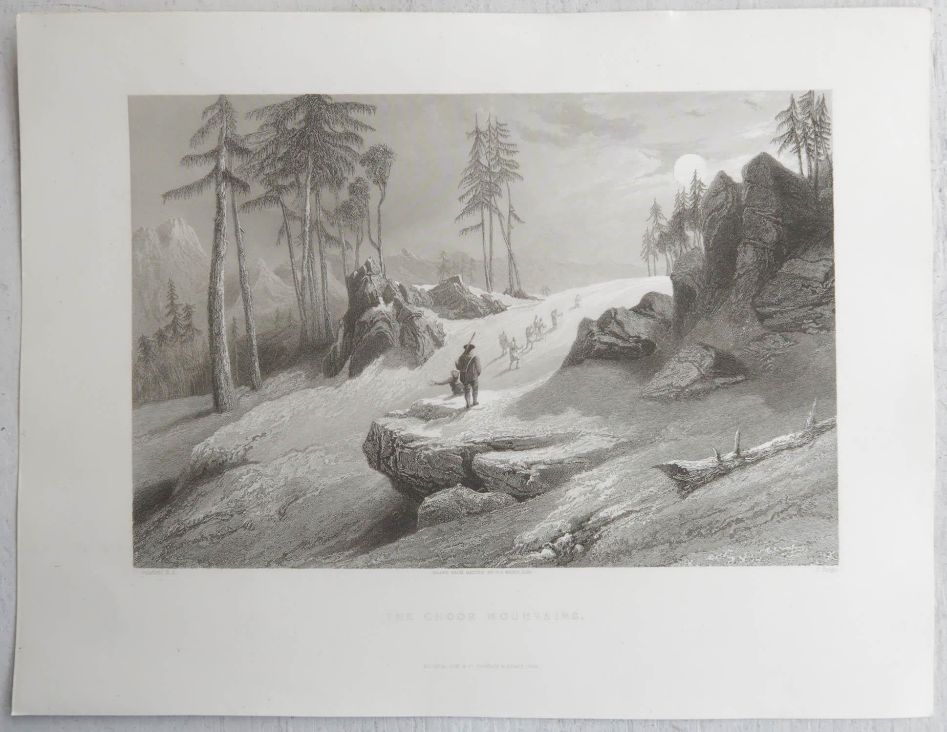 Conjunto de 15 Grabados Antiguos Originales del Himalaya, India, hacia 1830 Inglés en venta