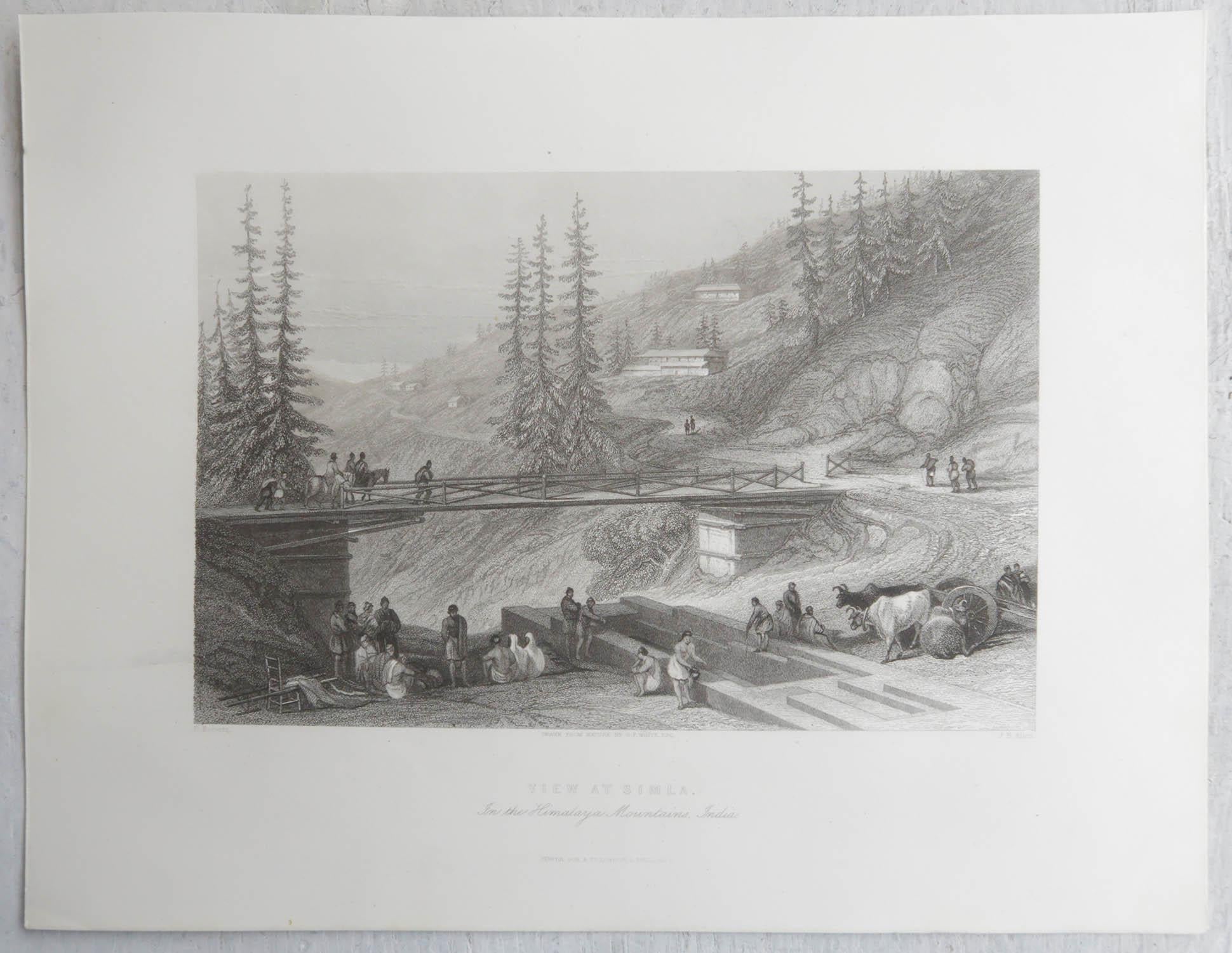 Conjunto de 15 Grabados Antiguos Originales del Himalaya, India, hacia 1830 Papel en venta
