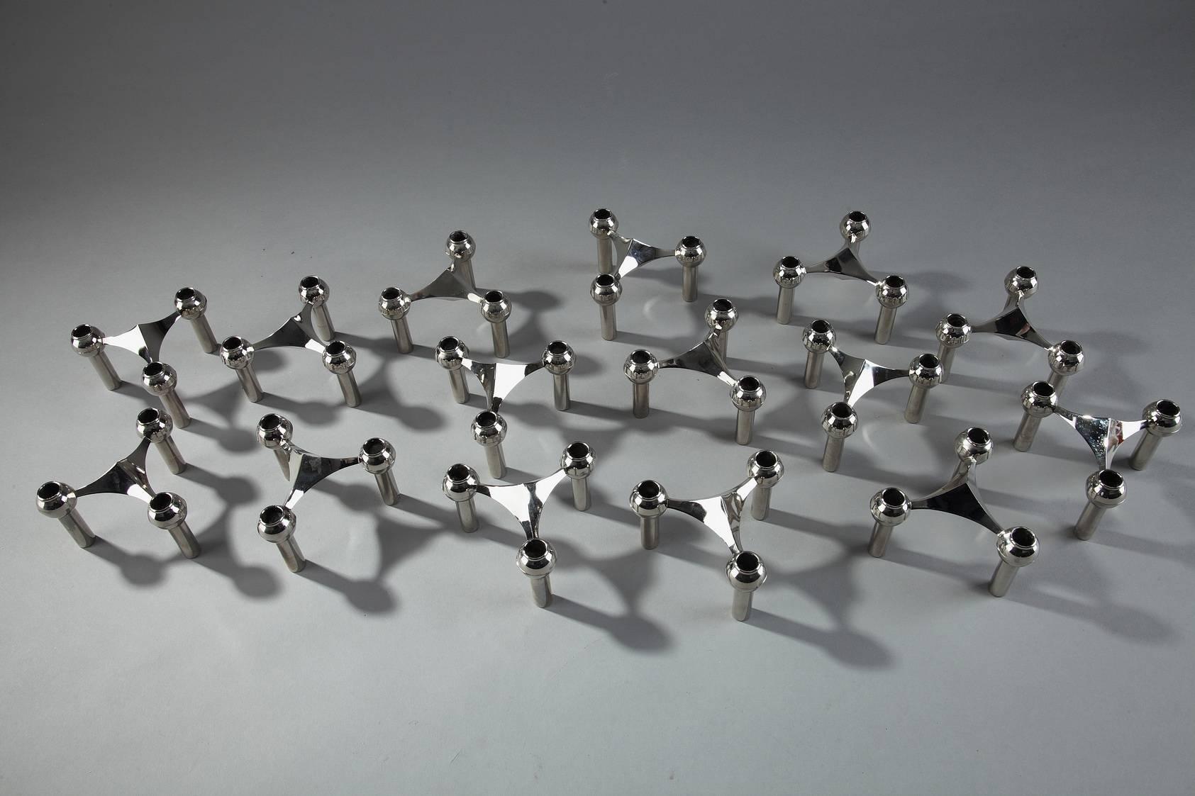 German Set of 15 Piece Modular Candlestick and Jardinière by Nagel