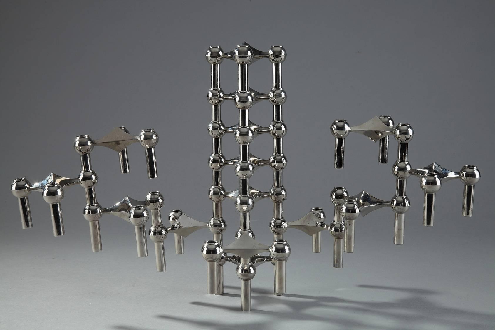 Set of 15 Piece Modular Candlestick and Jardinière by Nagel 2