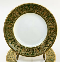 Set of 15 Wedgwood England Porcelain Bread Plates in Green Florentine, c1960
