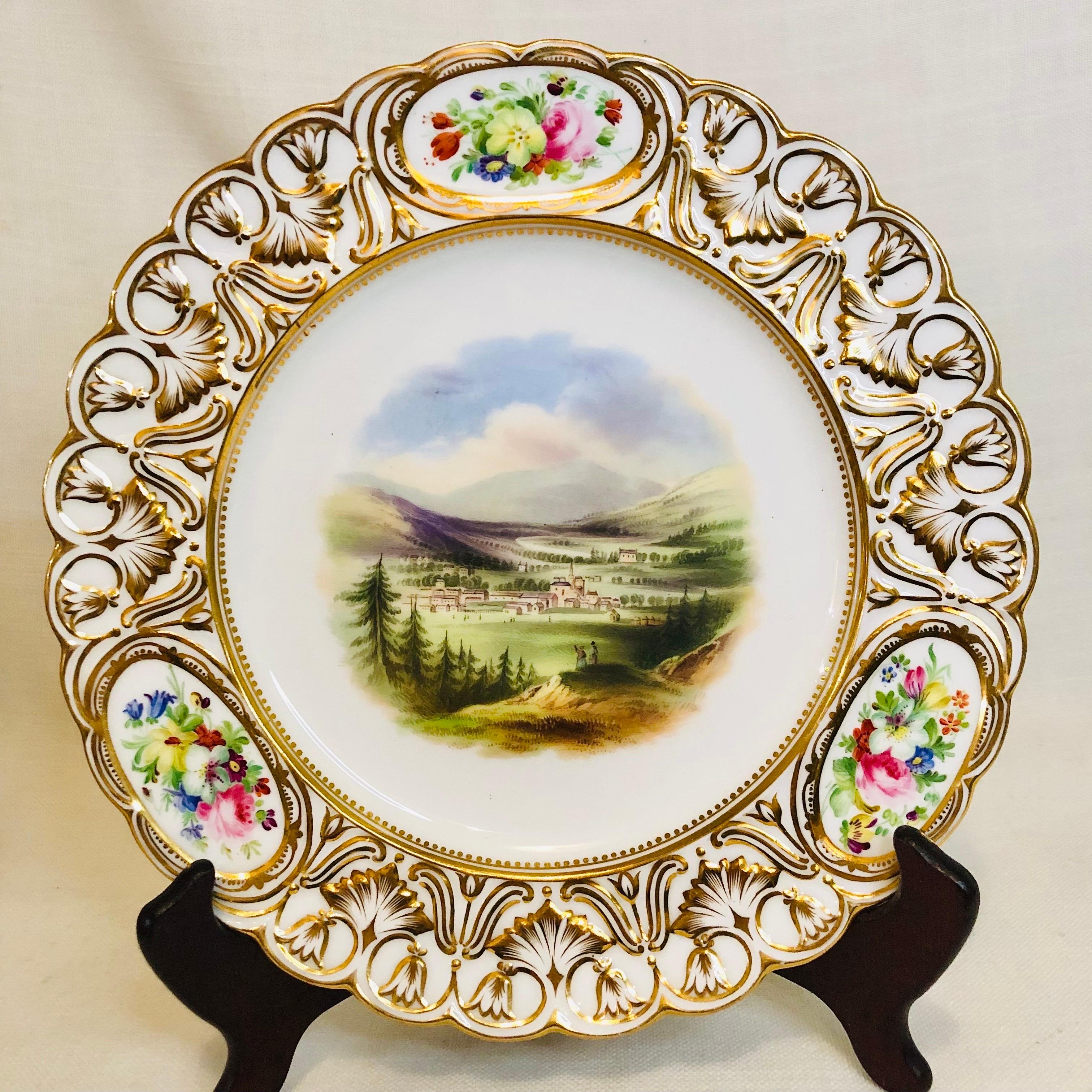 English Set of 16 19th Century Coalport Plates Each Hand-Painted with Magnificent Scenes For Sale