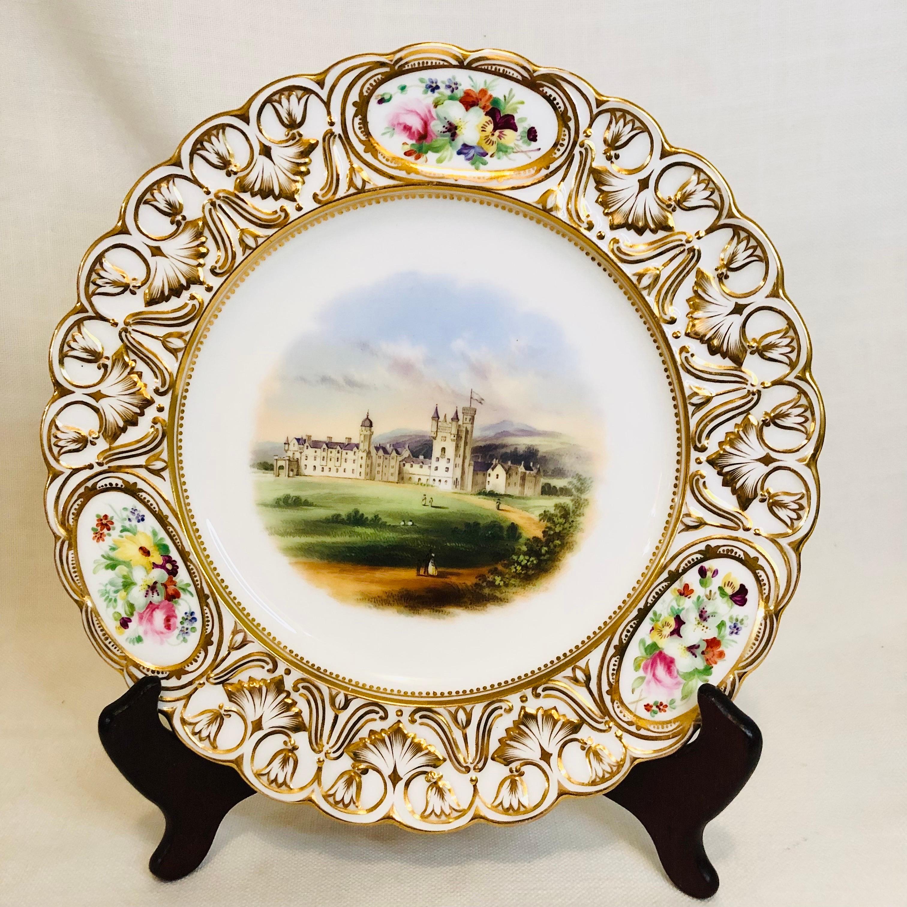 Set of 16 19th Century Coalport Plates Each Hand-Painted with Magnificent Scenes In Good Condition For Sale In Boston, MA