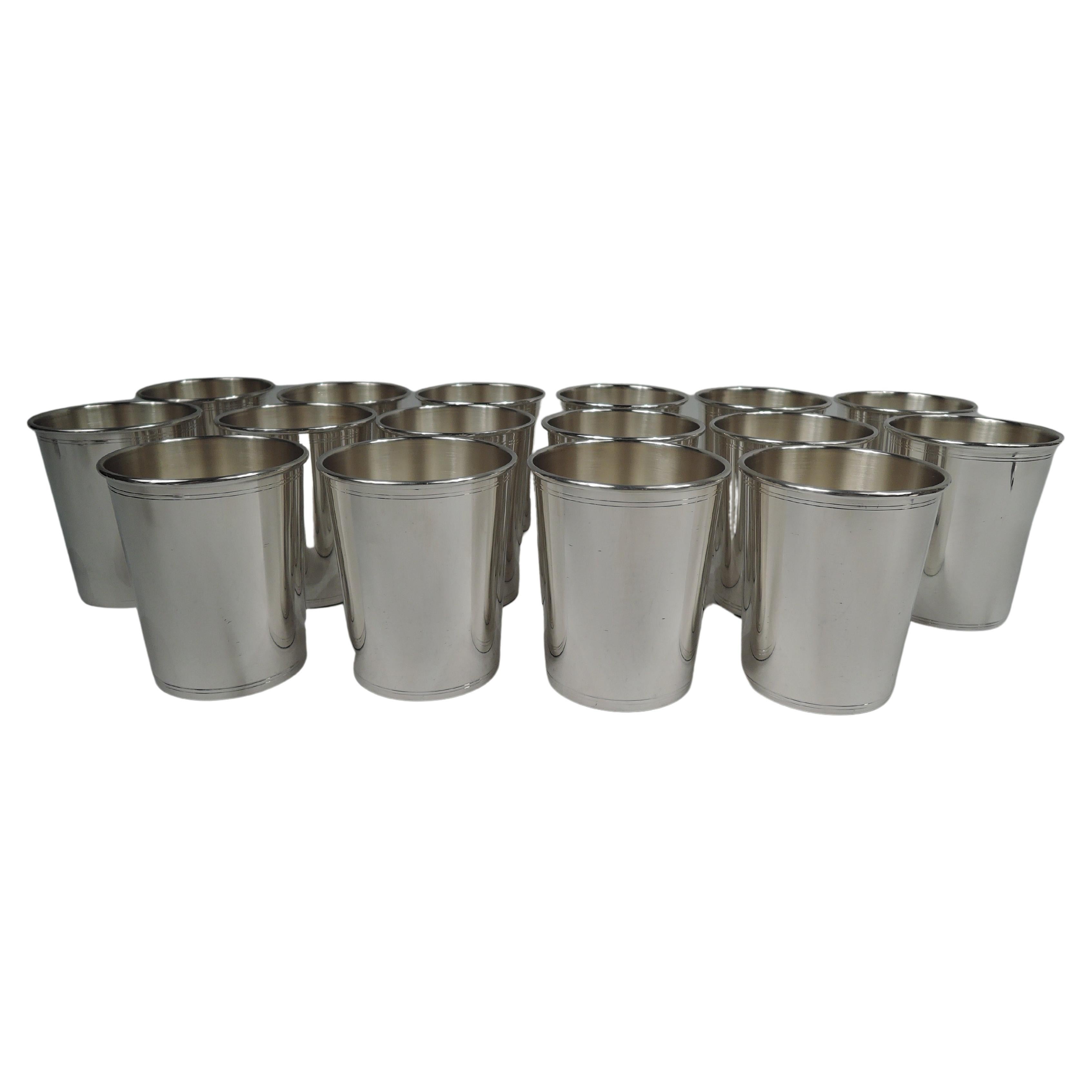 Set of 16 American Sterling Silver Mint Juleps For Sale