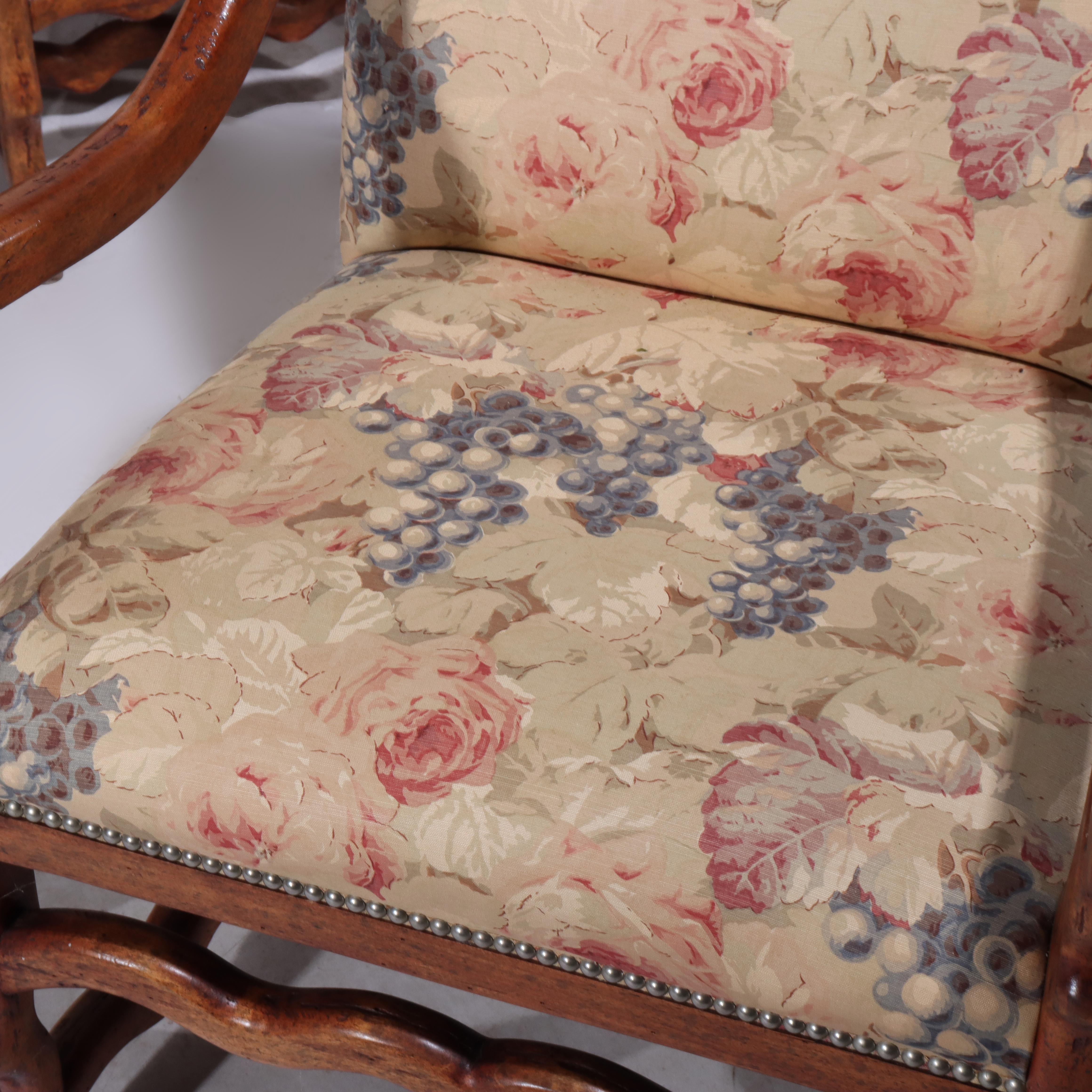 Set of 16 Antique Edwardian Walnut Upholstered Dining Chairs Unsigned 19thC For Sale 1