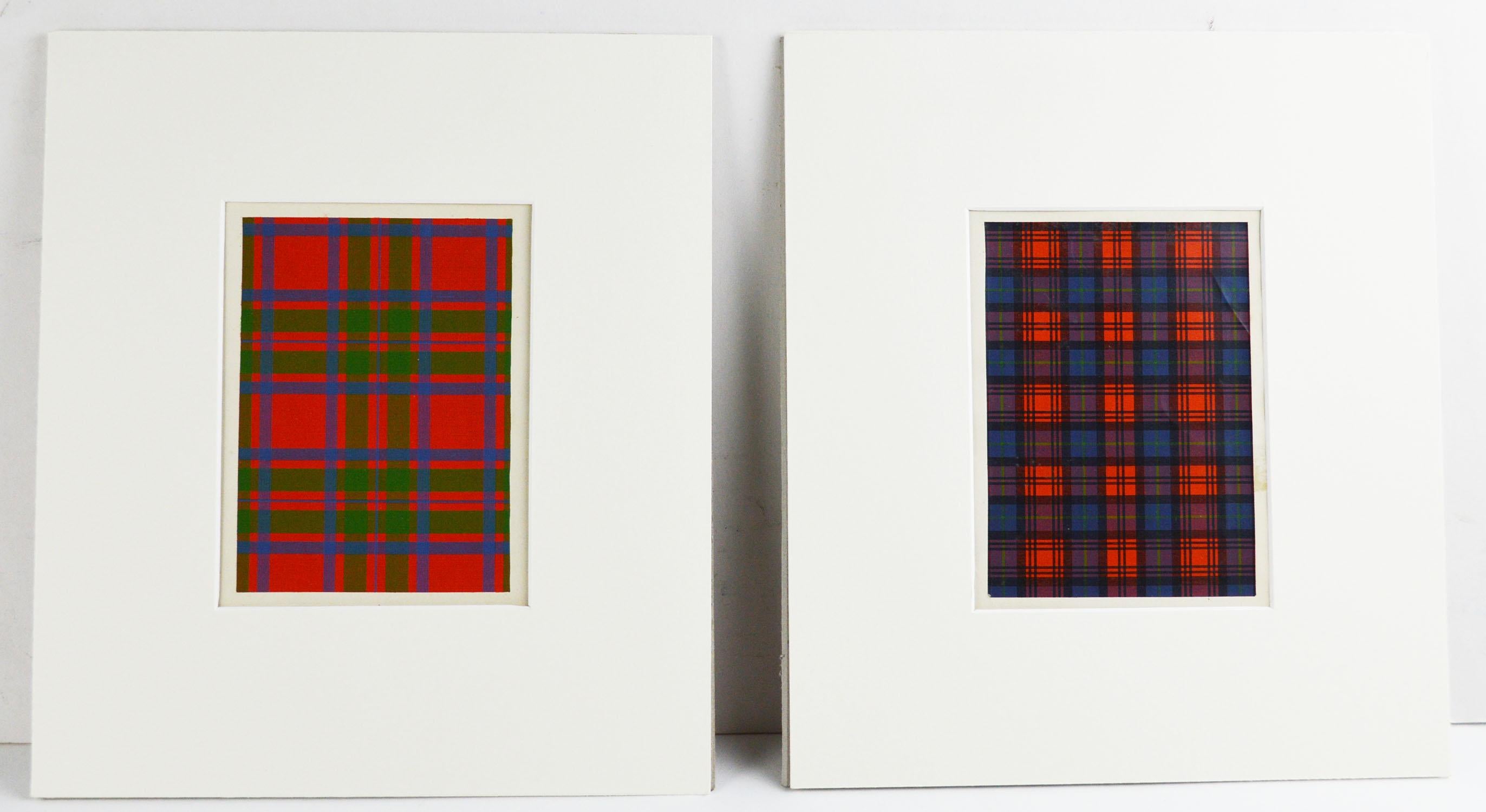 Victorian Set of 16 Antique Prints of Scottish Clan Tartans, circa 1860