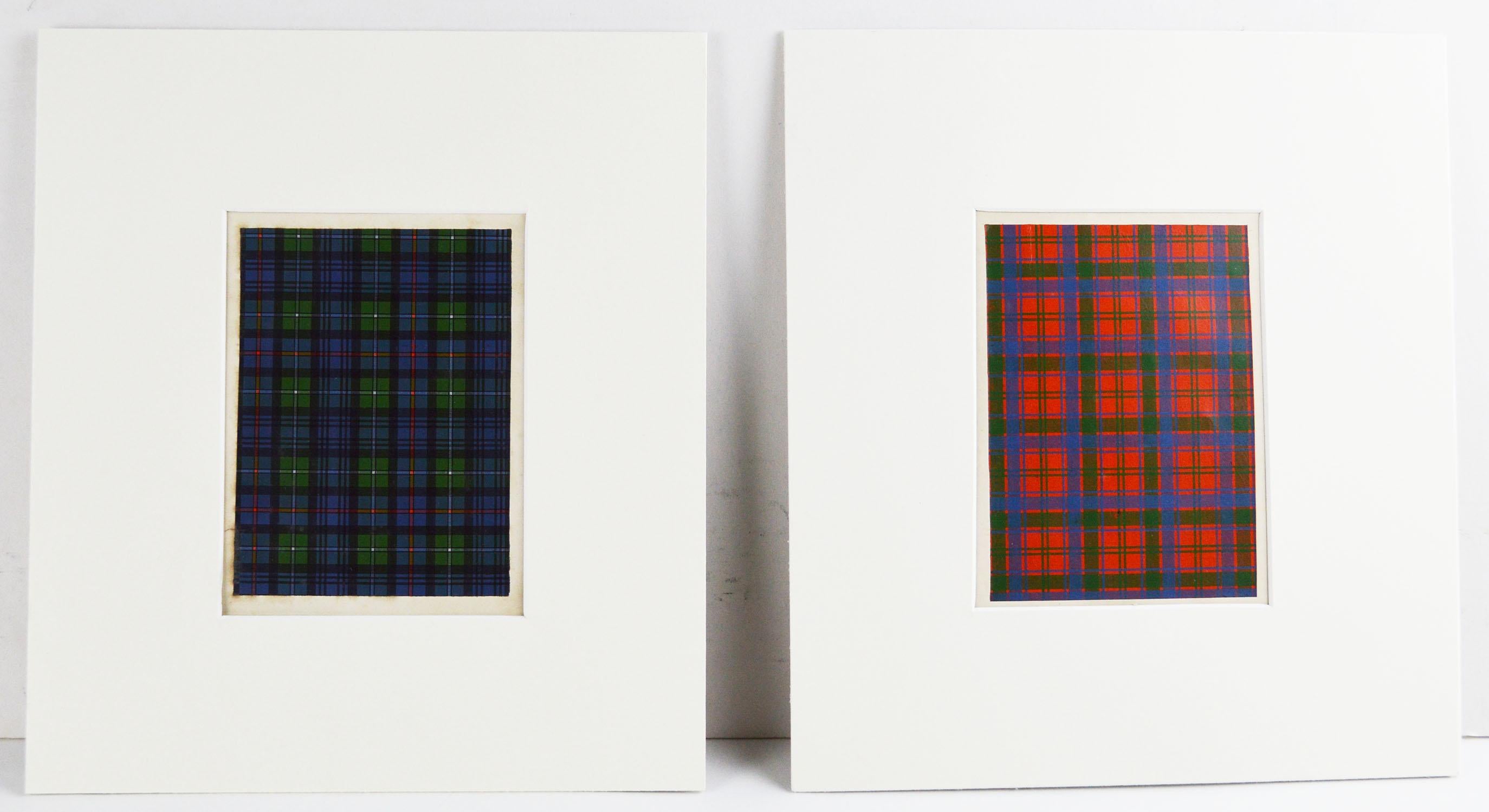 Paper Set of 16 Antique Prints of Scottish Clan Tartans, circa 1860
