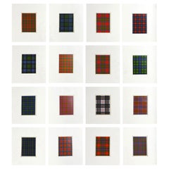 Set of 16 Antique Prints of Scottish Clan Tartans, circa 1860