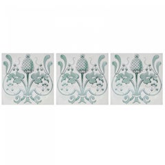 Set of 16 Art Nouveau Glazed Tiles, Belgium, 1920
