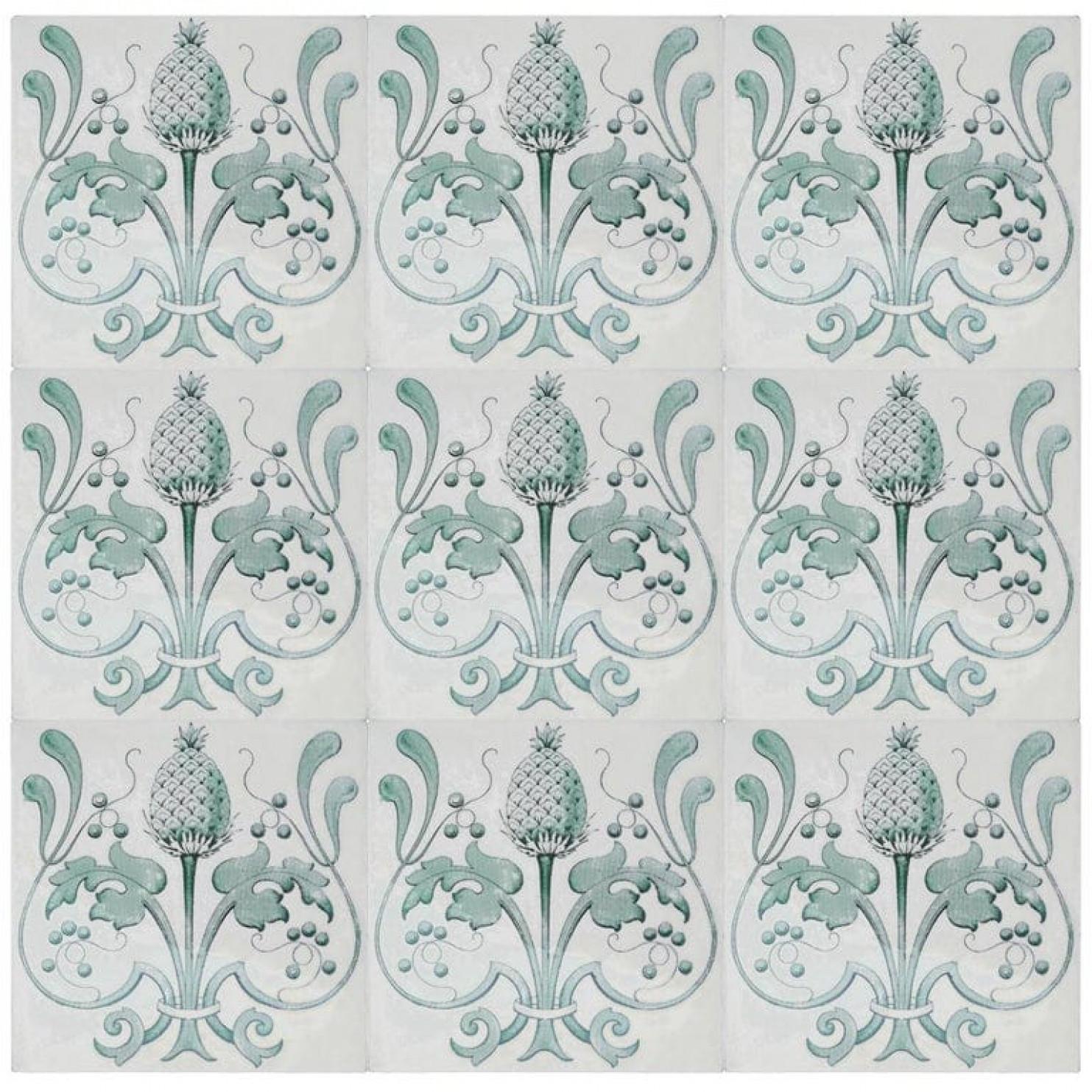 Early 20th Century Set of 16 Art Nouveau Glazed Tiles, Belgium, 1920 For Sale