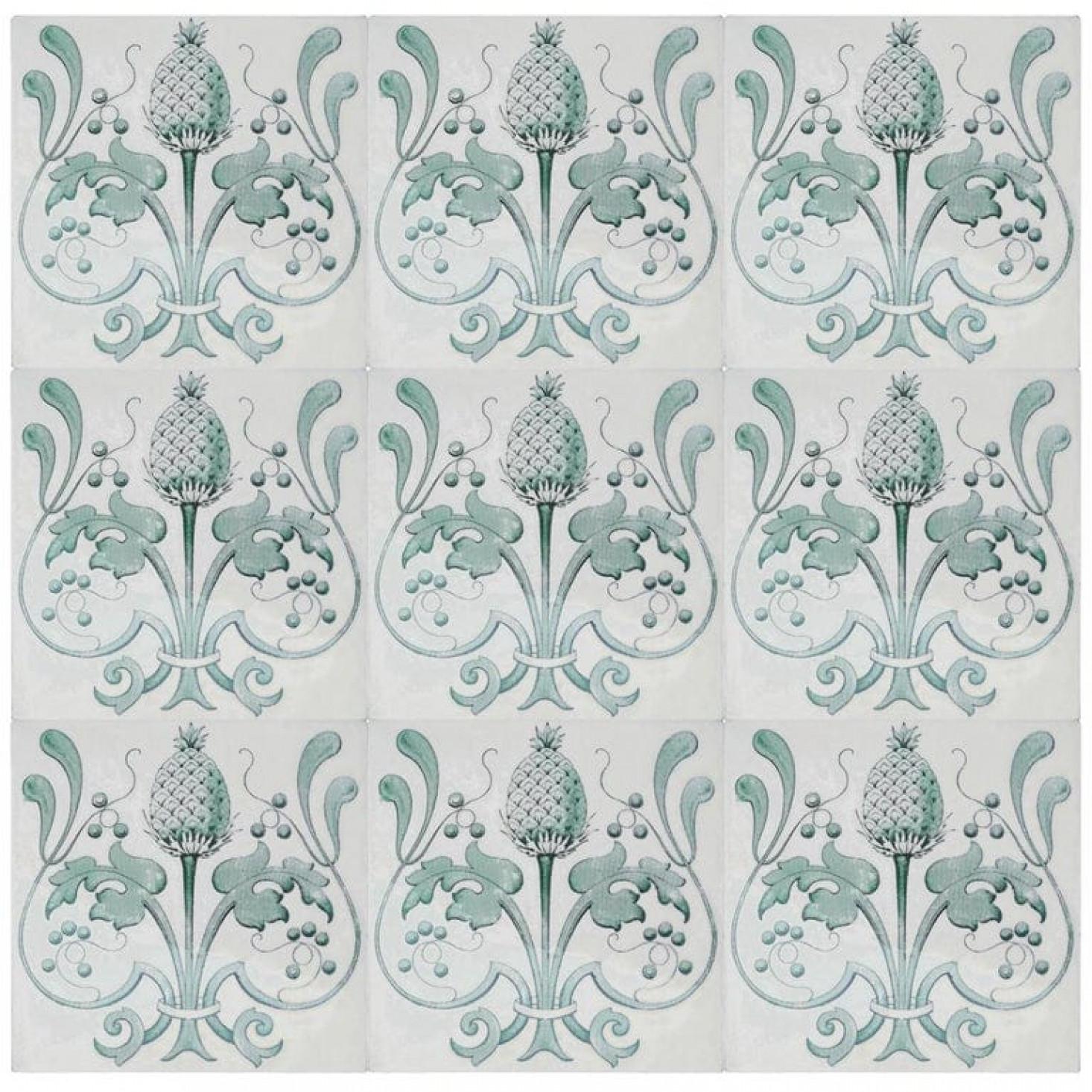 Early 20th Century Set of 16 Art Nouveau Glazed Tiles, Belgium, 1920 For Sale