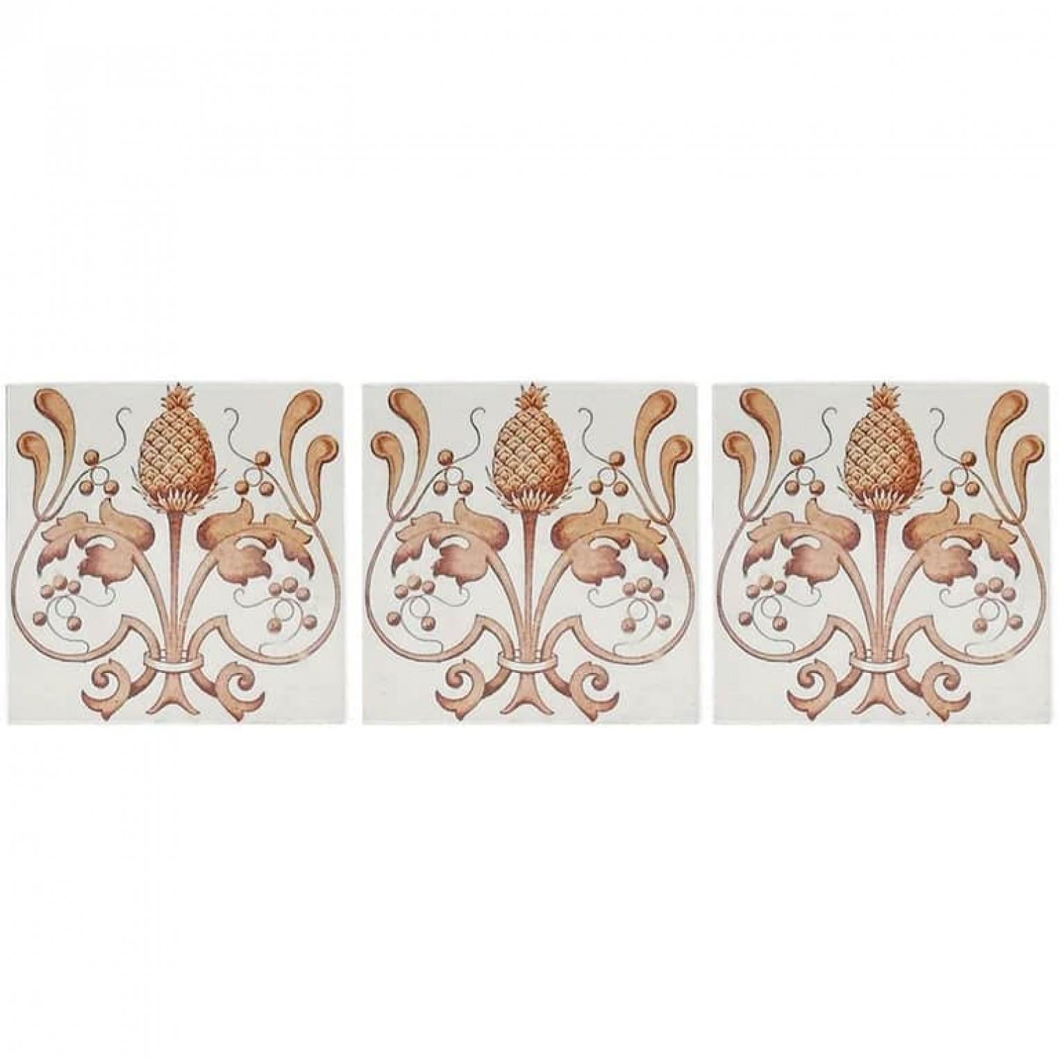 Set of 16 Art Nouveau Glazed Tiles, Belgium, 1920 For Sale 2