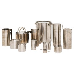 Set of 16 Cylinda Tableware in Stainless Steel by Arne Jacobsen, 1960's