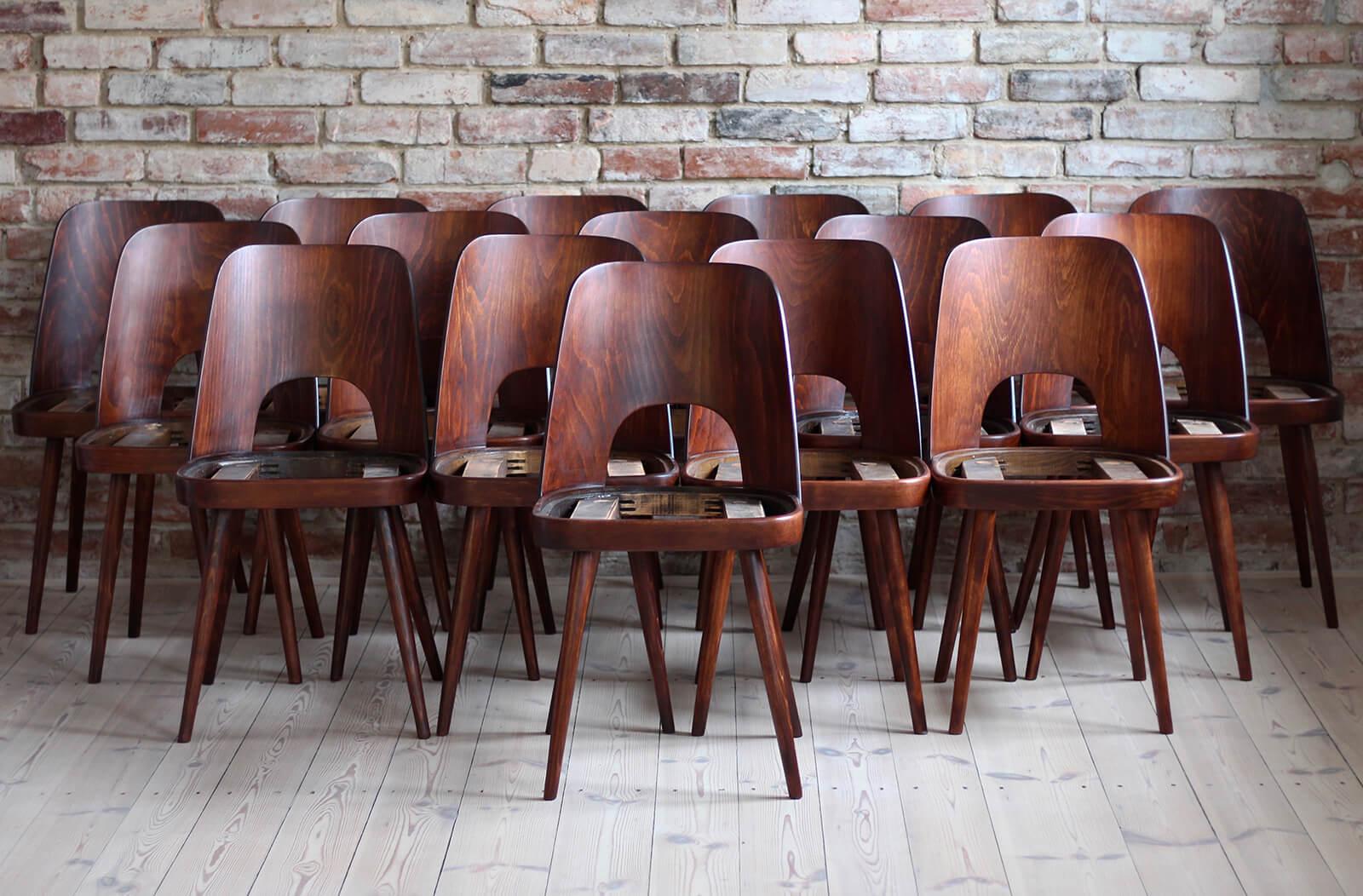 Czech Set of 16 Dining Chairs by Oswald Haerdtl, Customizable Reupholstery