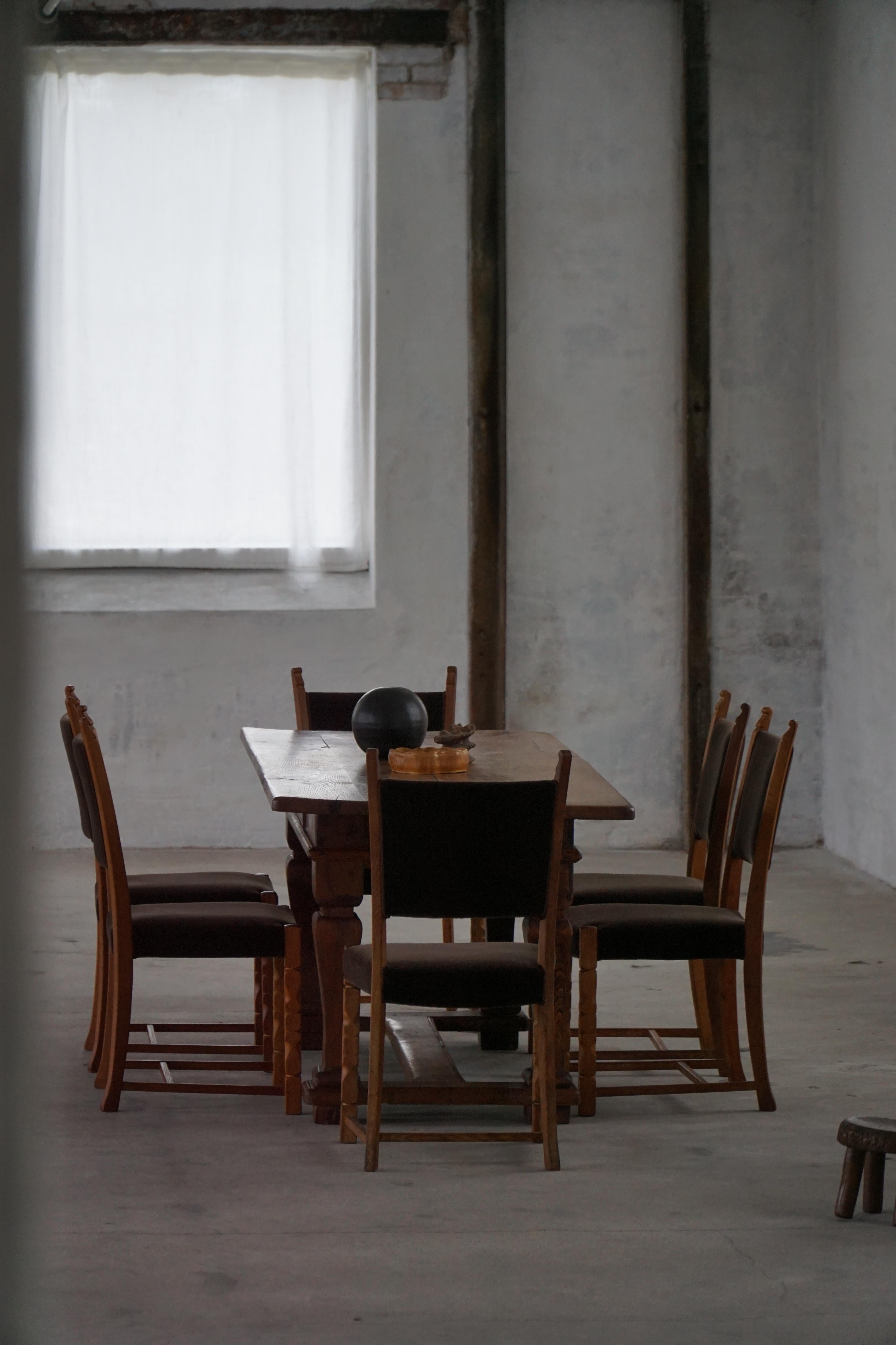 Set di 16 sedie da pranzo, Oak e Mohair, Henning Kjærnulf, Danimarca moderna, anni '50 in vendita 2