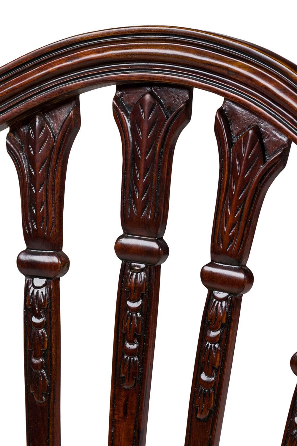 Set of 16 English Adam Style Open Back Side Chairs with Upholstered Cushion in vendita 1