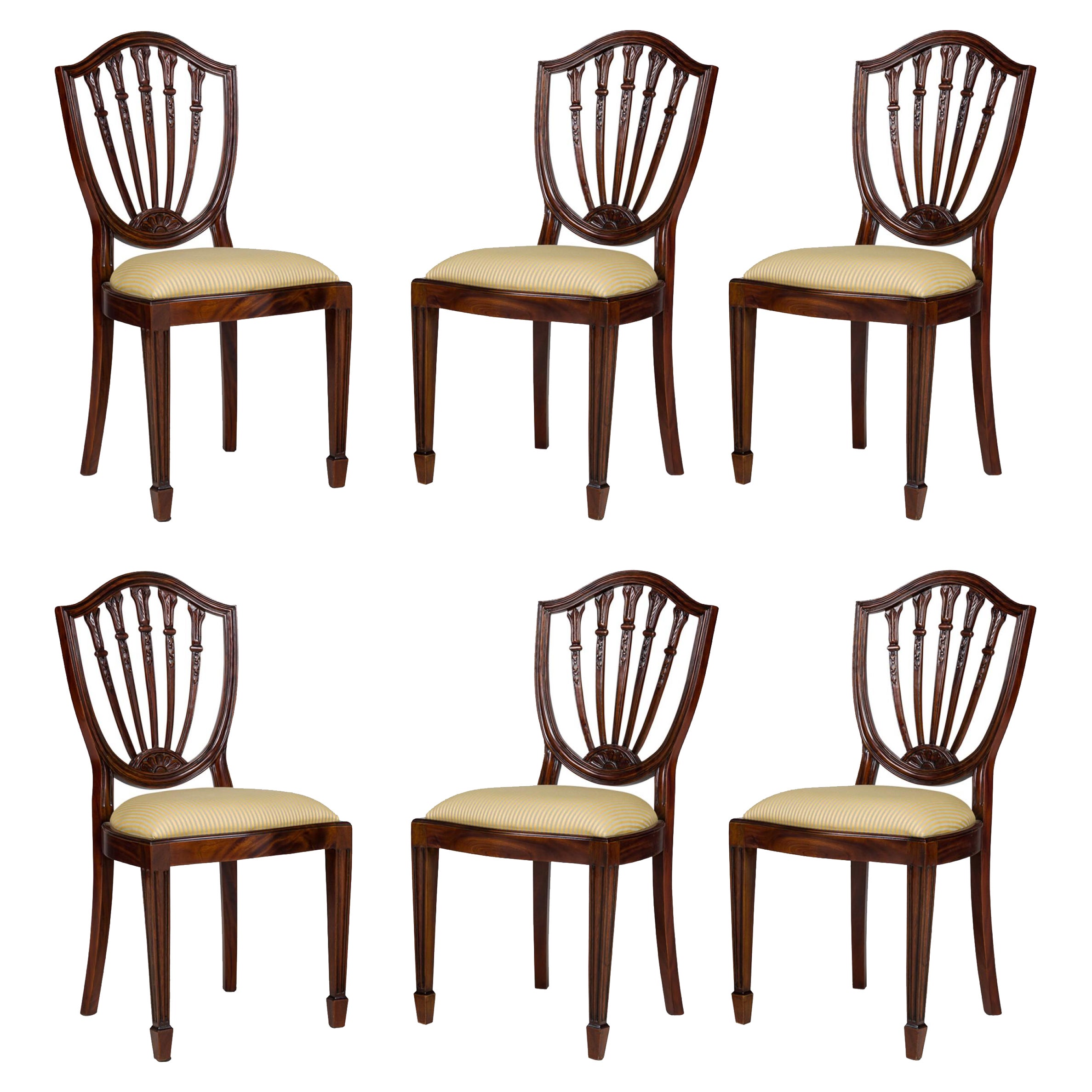 Set of 16 English Adam Style Open Back Side Chairs with Upholstered Cushion in vendita
