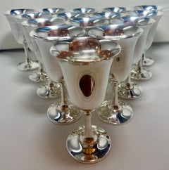 Set of 16 Estate American "Wallace Silversmiths" Sterling Silver Goblets, 1940's