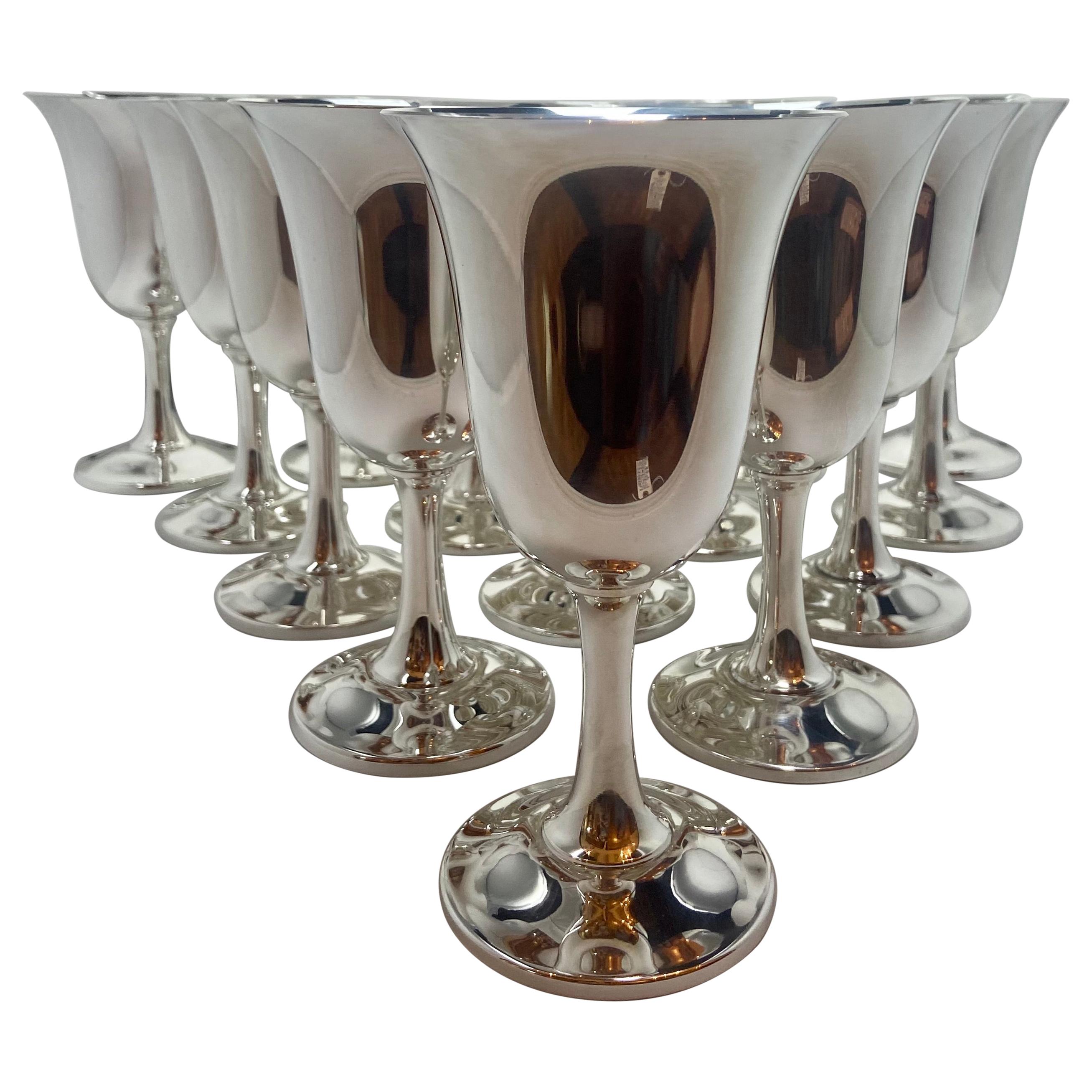 Set of 16 Estate American "Wallace Silversmiths" Sterling Silver Goblets, 1940's