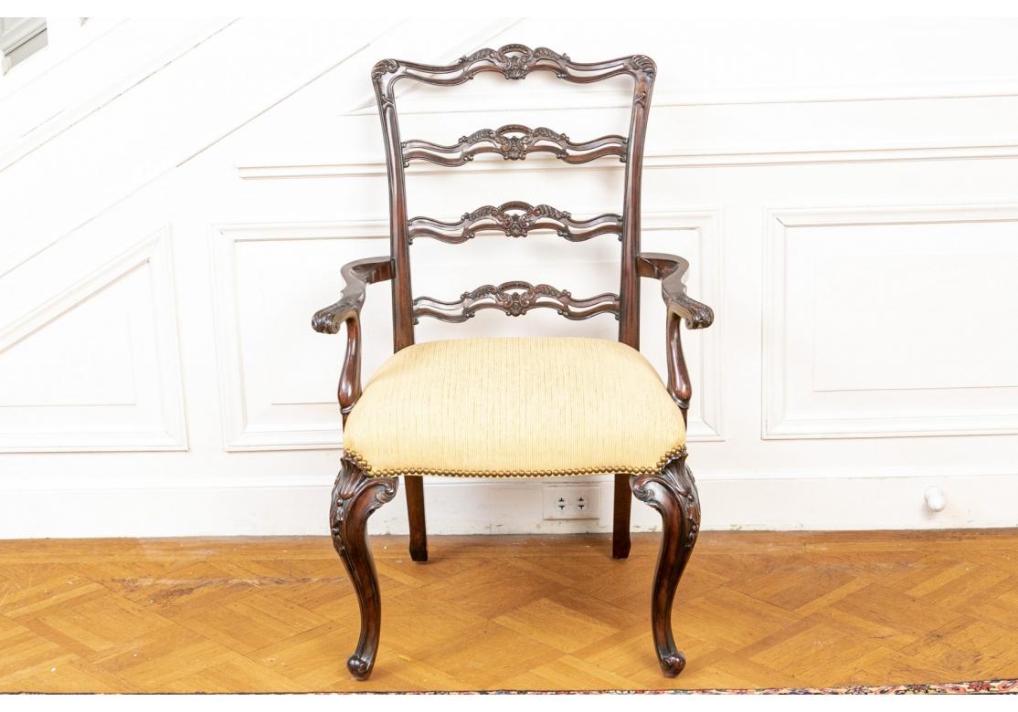Fabric Set Of 16 Fine Georgian Style Mahogany Dining Room Chairs For Sale