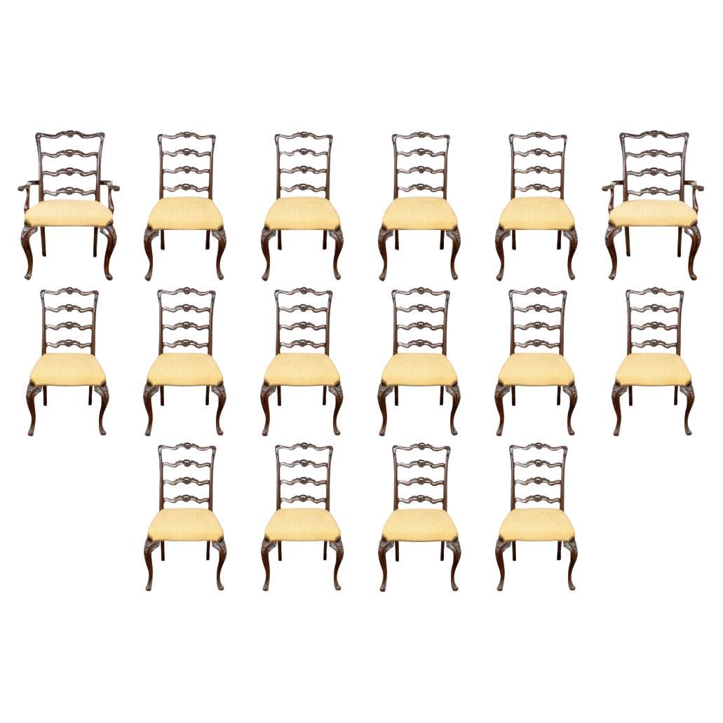 Set Of 16 Fine Georgian Style Mahogany Dining Room Chairs For Sale