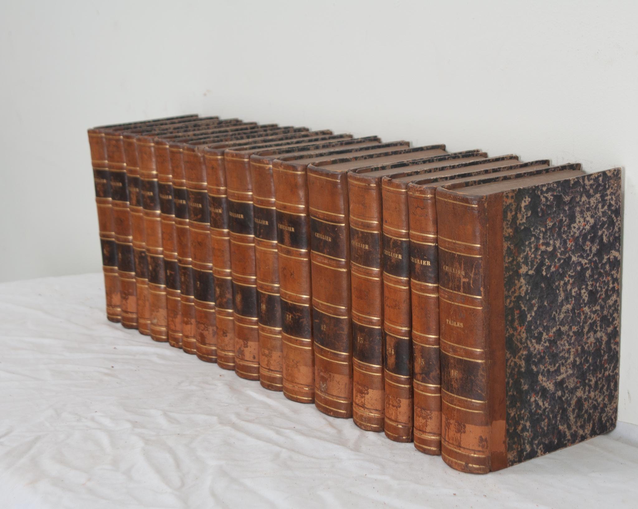Leather Set of 16 French 19th Century History Books For Sale