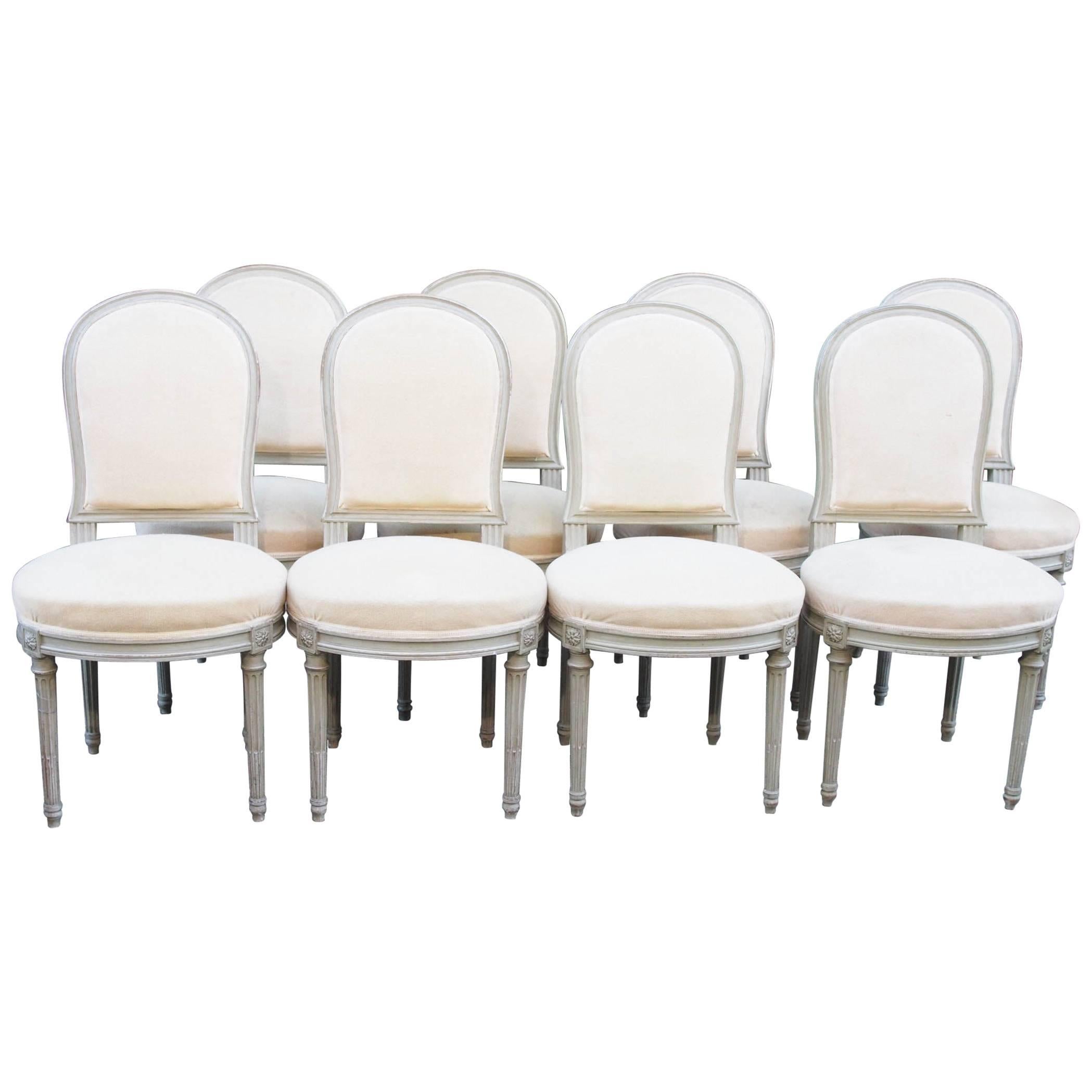 Set of 16 French Louis XVI Style Dining Chairs For Sale