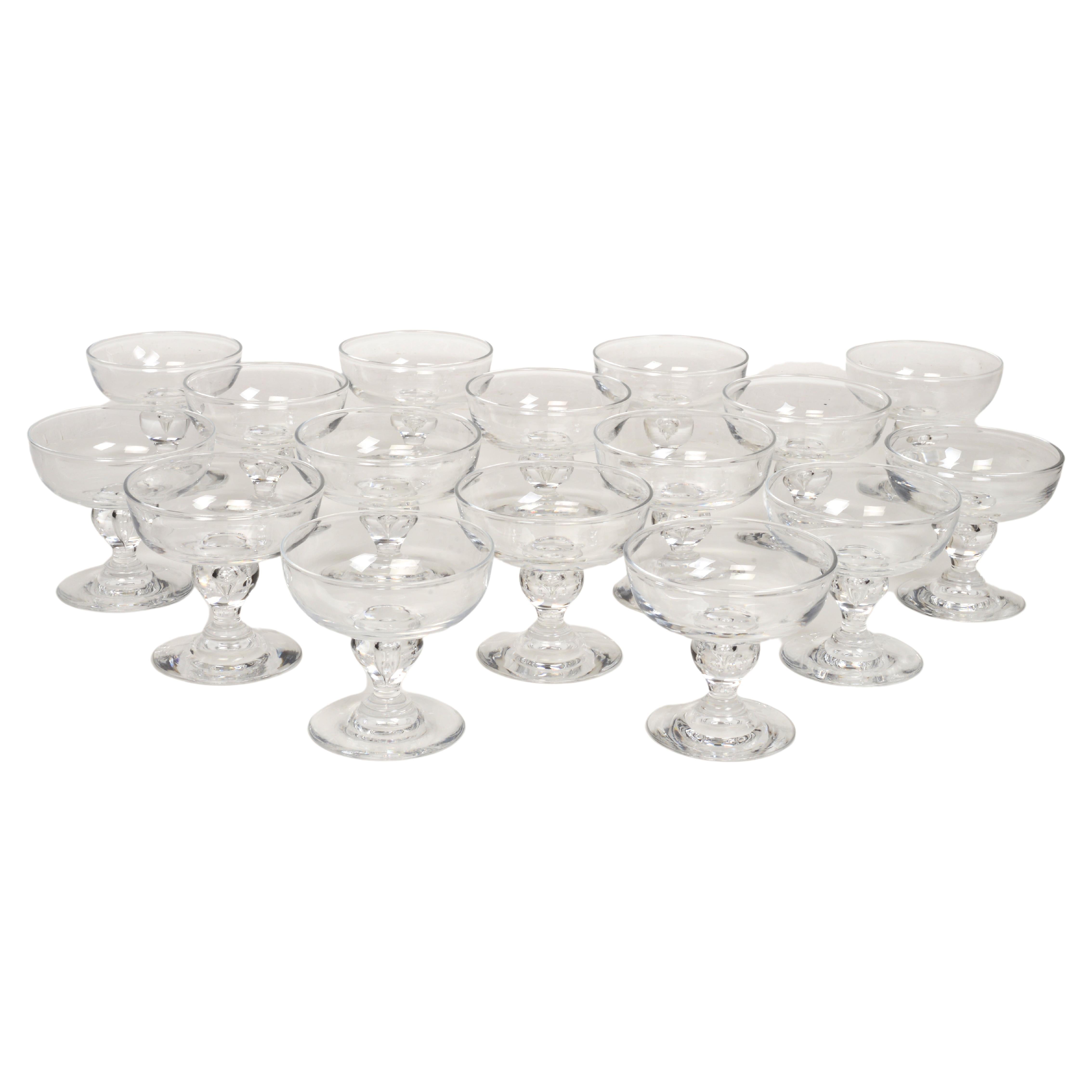 Set of 16 George Thompson Designed Steuben Champagne/Coupe/Tall Sherbet Glasses