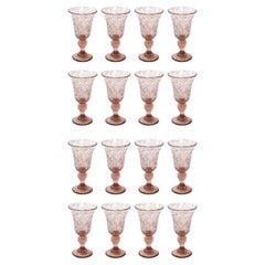 Set of 16 Hand-Blown Smoked Amethyst Stemmed Glasses by La Verrerie de Biot