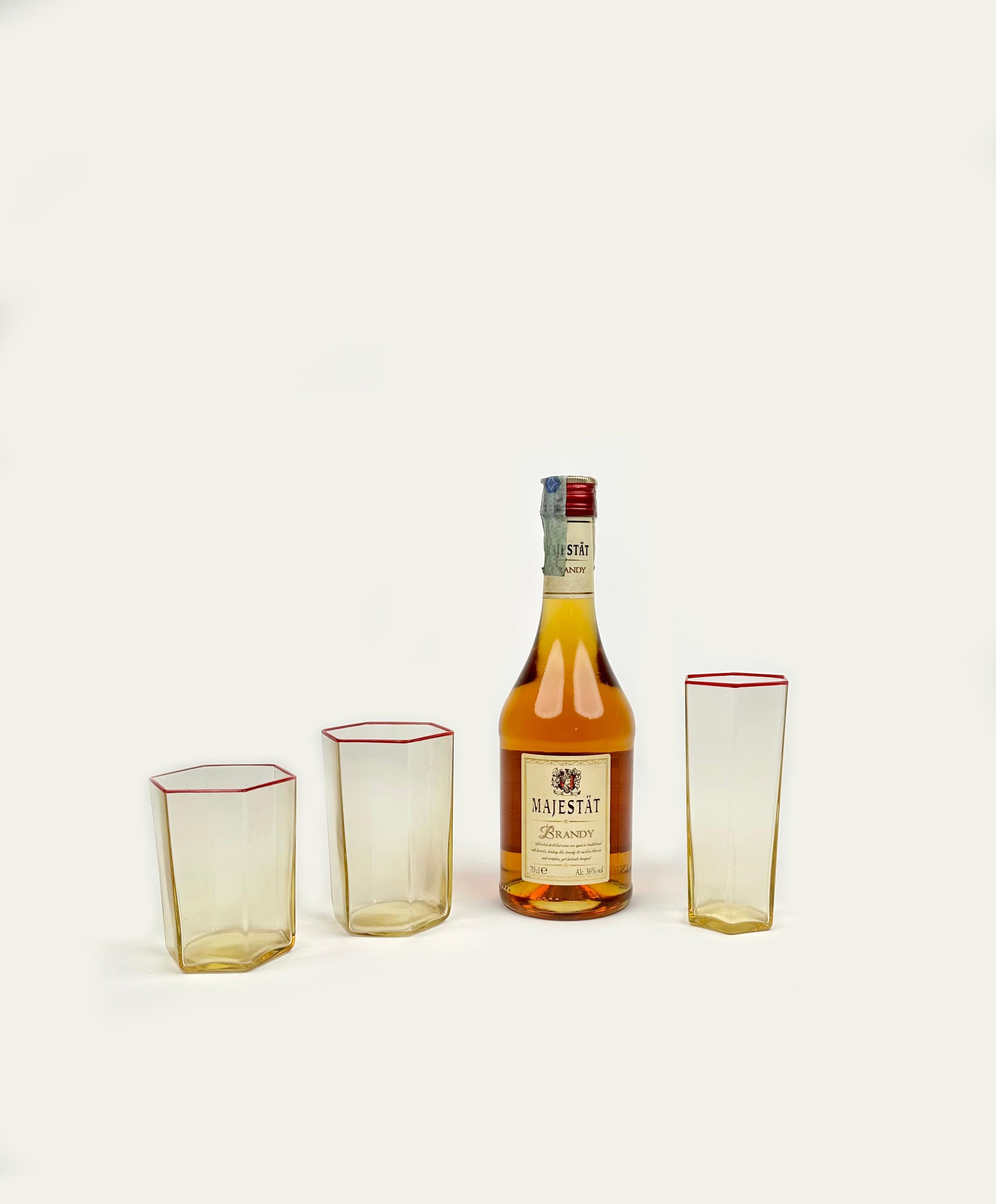 Set of 18 Hexagonal Glasses Attributed to Carlo Scarpa for Venini, Italy 1960s 2
