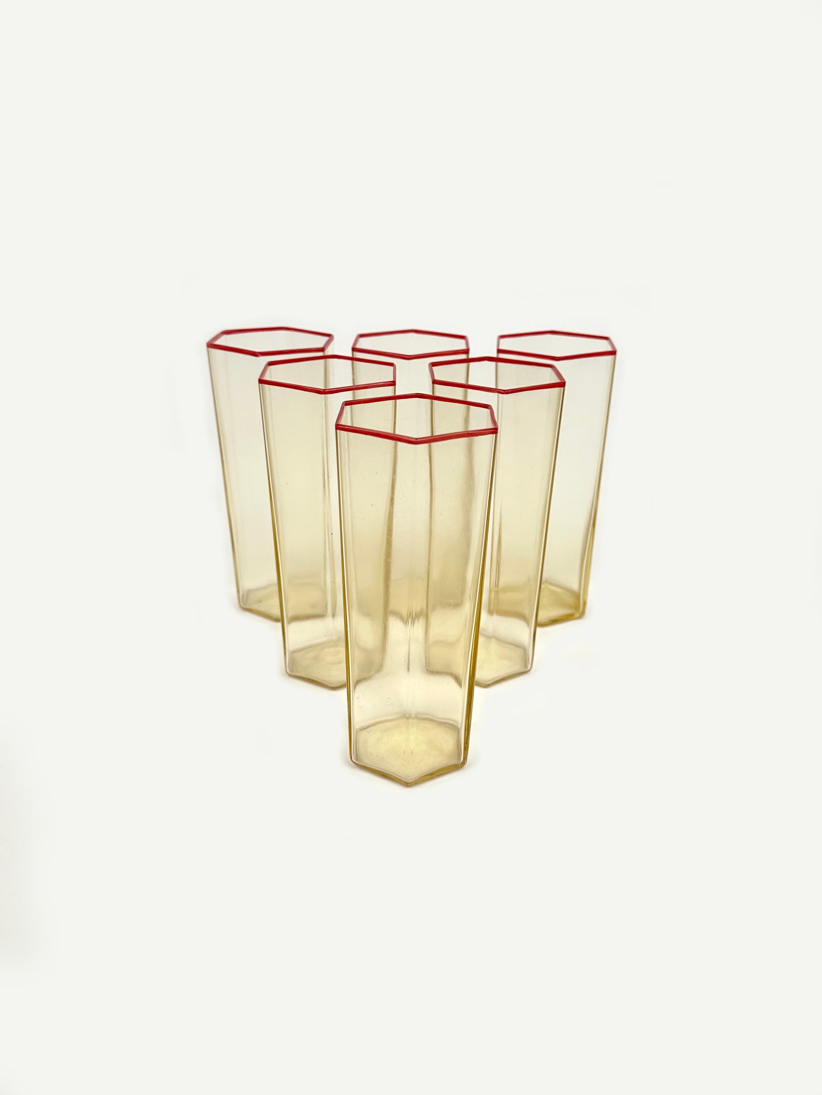 Set of 18 Hexagonal Glasses Attributed to Carlo Scarpa for Venini, Italy 1960s 3