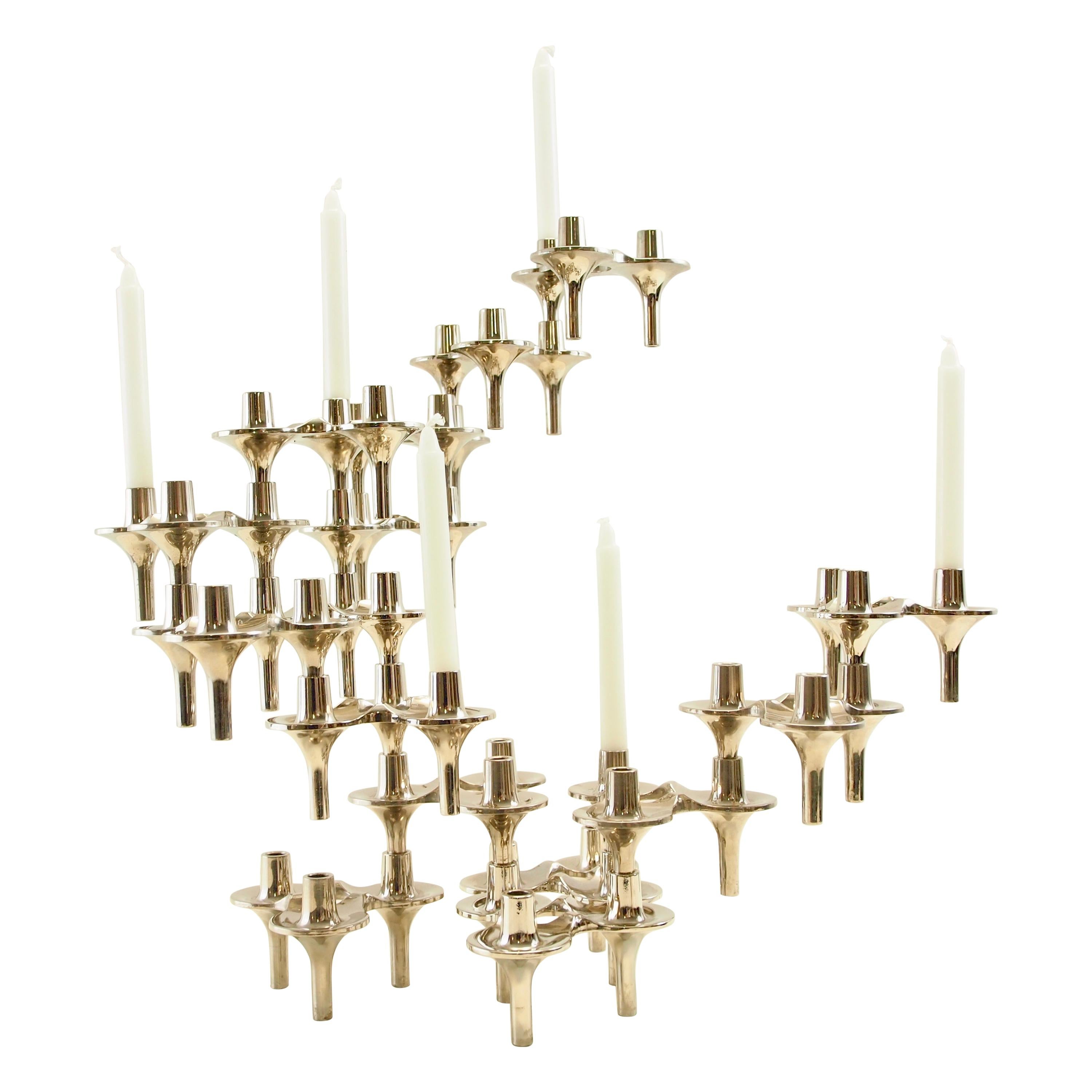 Set of 16 Midcentury Chrome "Orion" Candleholders by Nagel & Stoffi for BMF