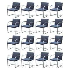 Set of 16 Mies Van Der Rohe for Knoll Tubular Chrome Brno Dining Chairs