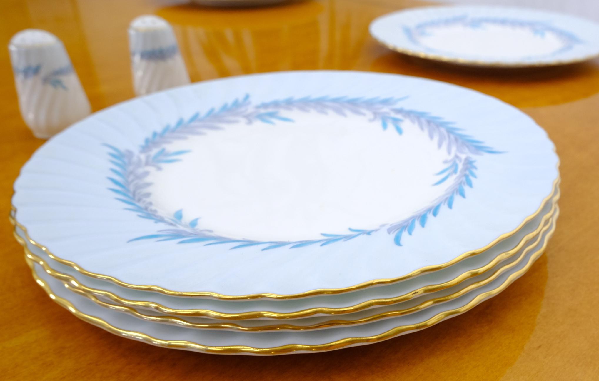 Baroque Revival Set of 16 Minton Porcelain China Made in England Diner Plates Salt & Pepper Set For Sale