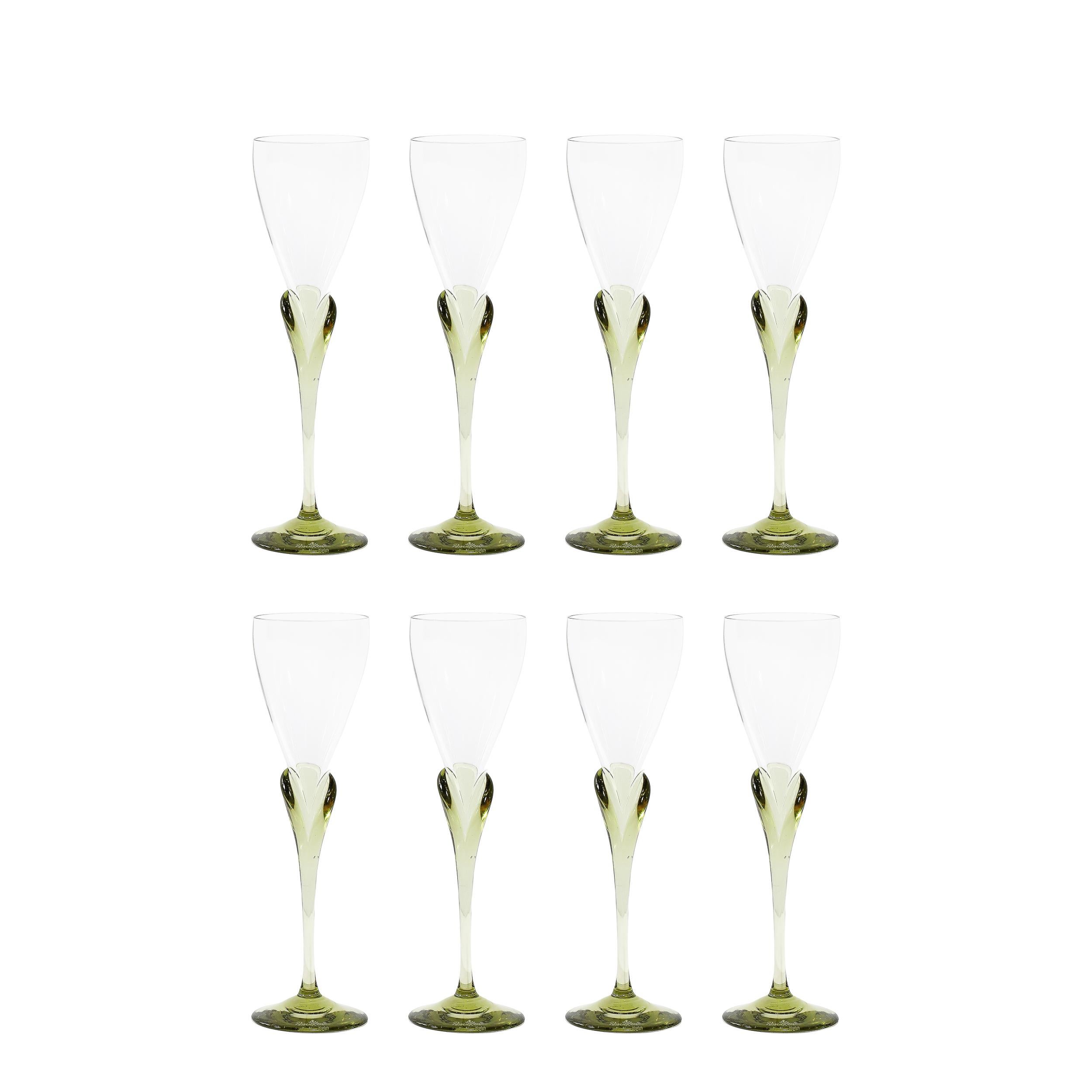 Modern Set of 16 Papyrus Pattern Rosenthal Cordial & Brandy Sniffer Crystal Stemware For Sale