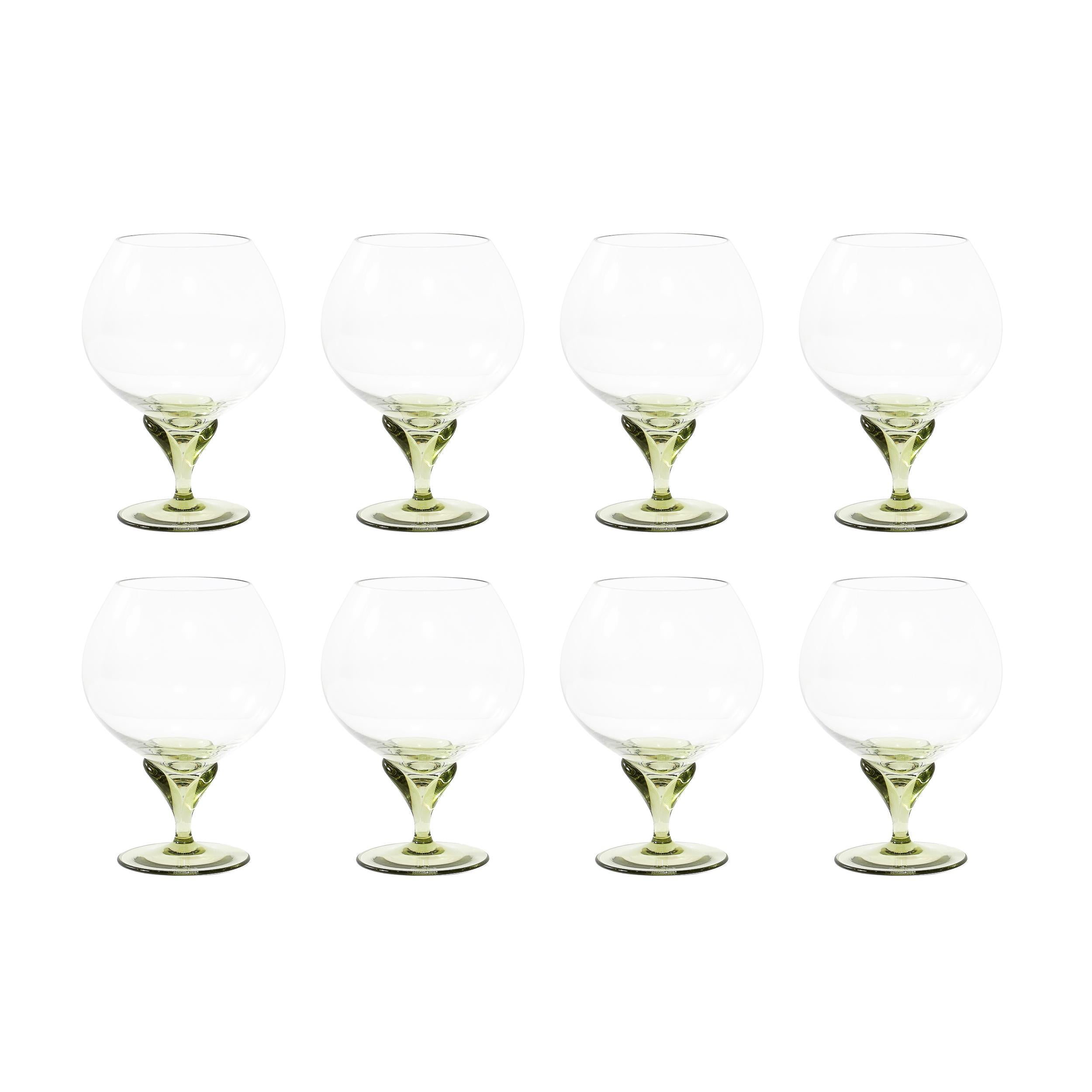 German Set of 16 Papyrus Pattern Rosenthal Cordial & Brandy Sniffer Crystal Stemware For Sale
