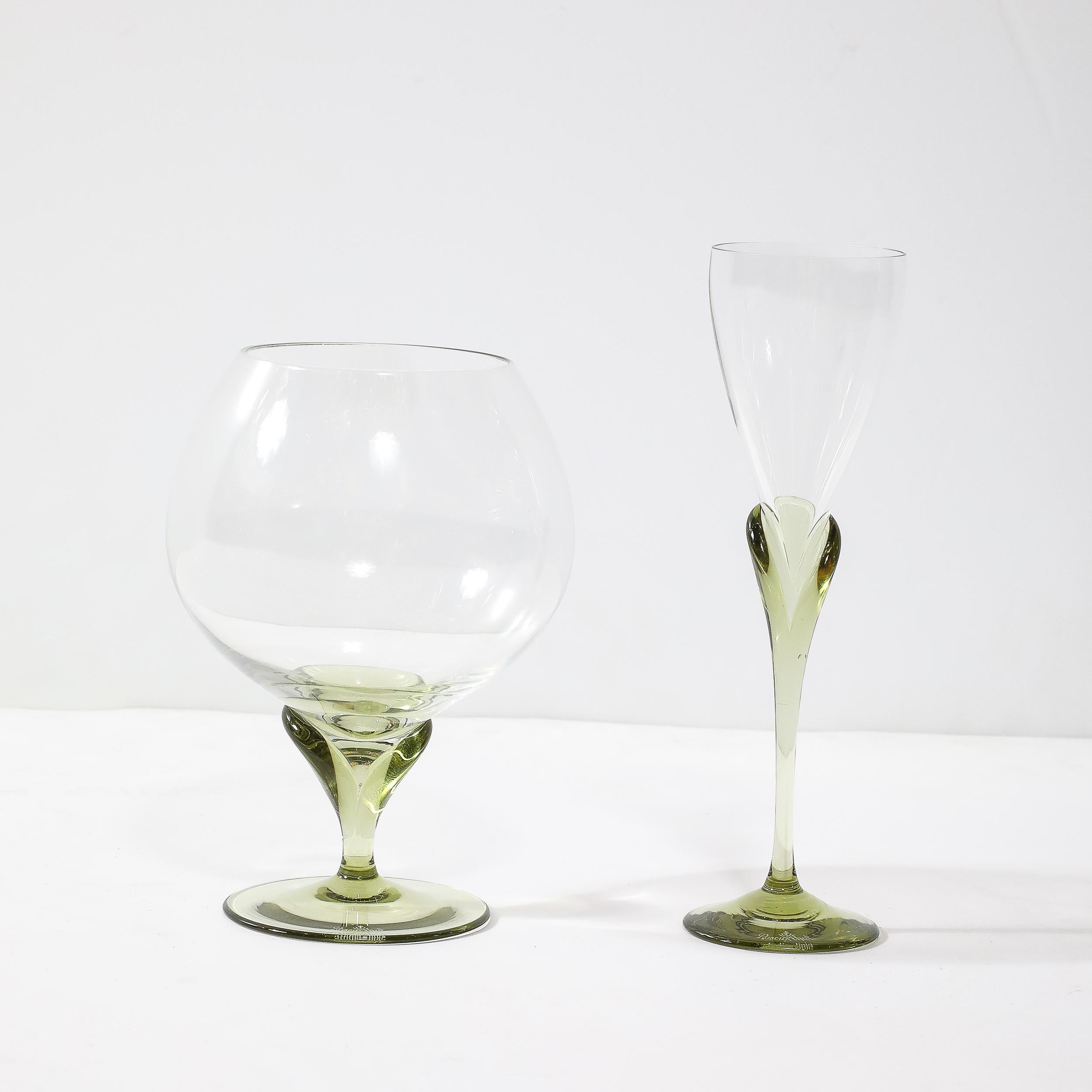 Late 20th Century Set of 16 Papyrus Pattern Rosenthal Cordial & Brandy Sniffer Crystal Stemware For Sale