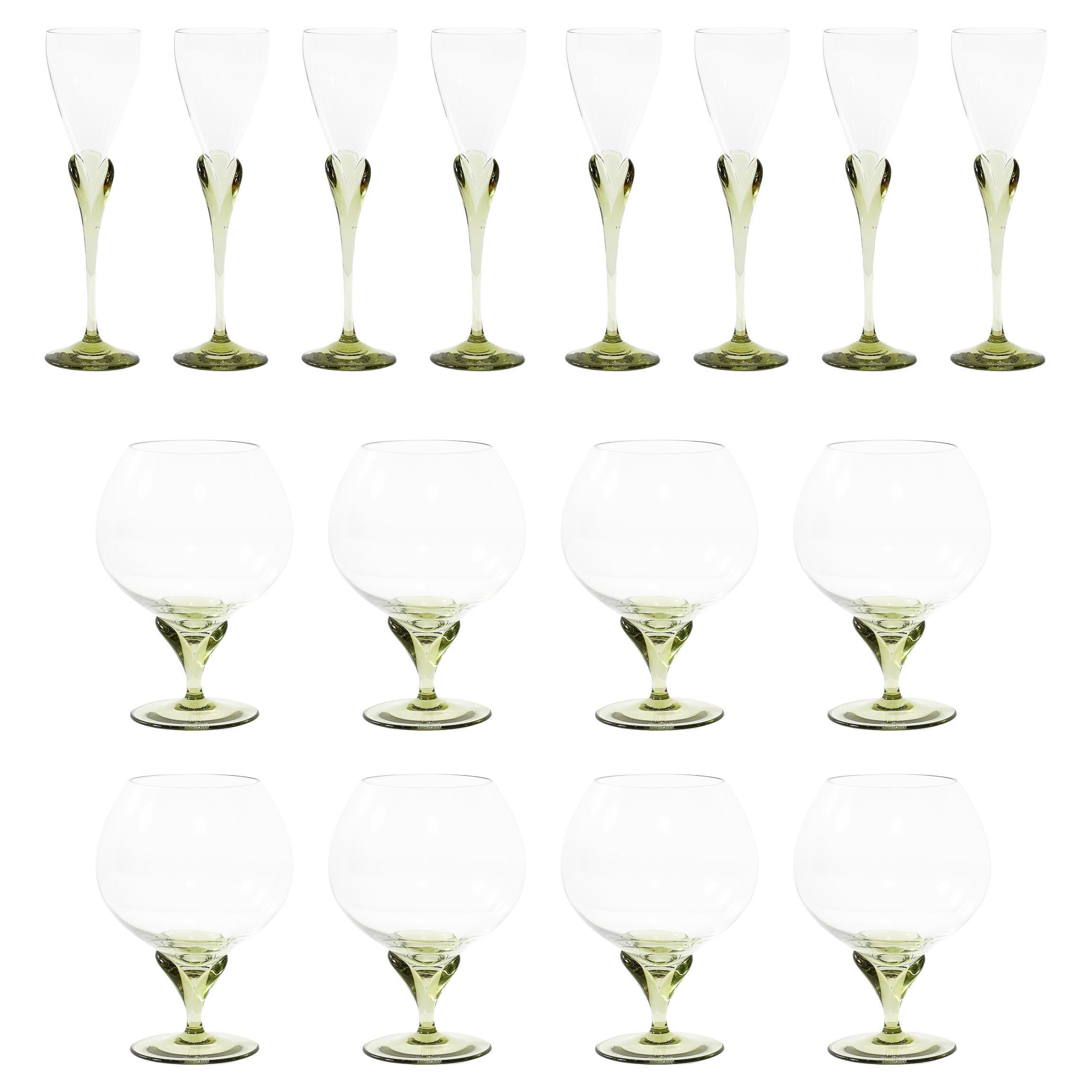Set di 16 bicchieri di cristallo con motivo papiro Rosenthal Cordial & Brandy Sniffer