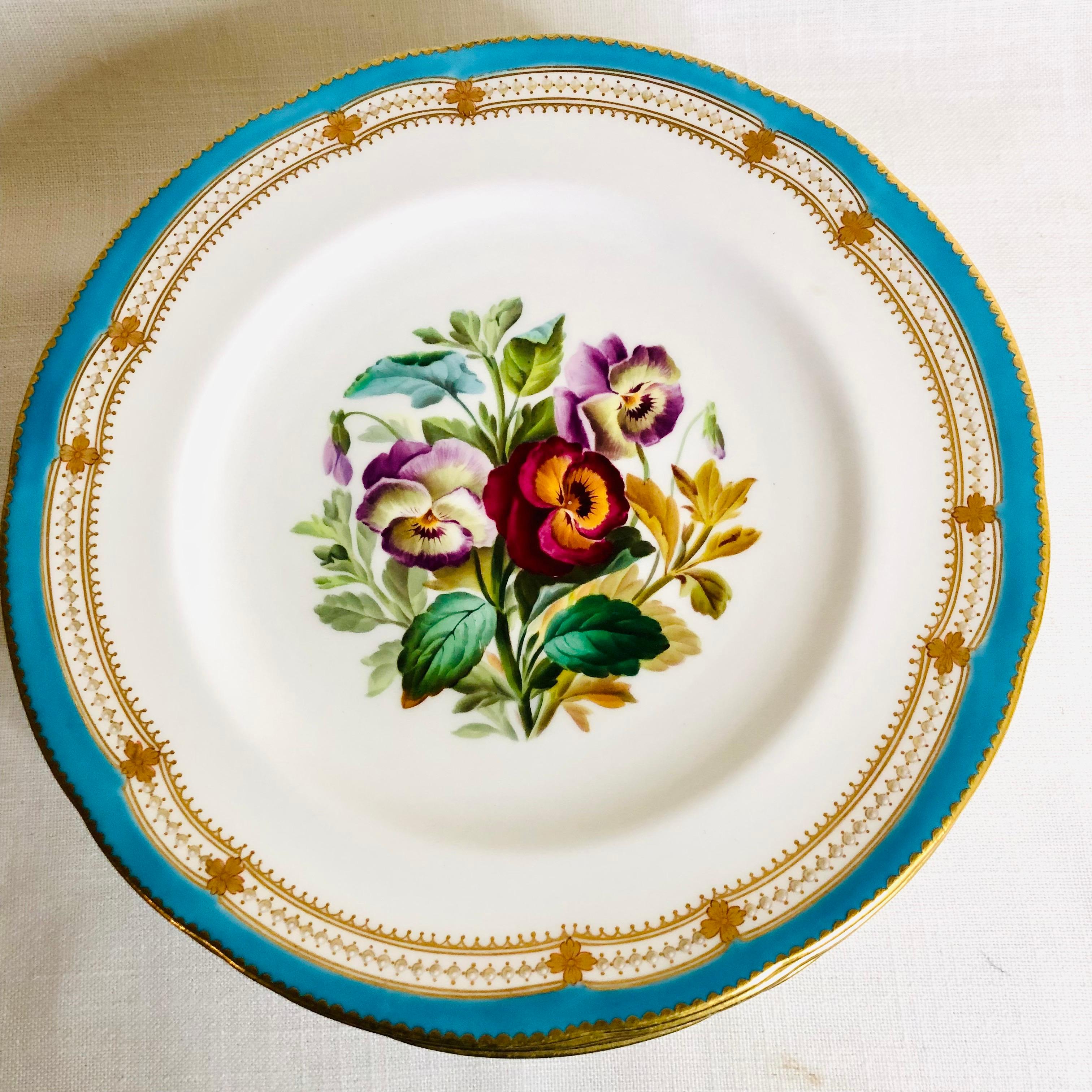 Set of 16 Rare Minton Plates Each Hand-Painted with a Different Flower Bouquet 4