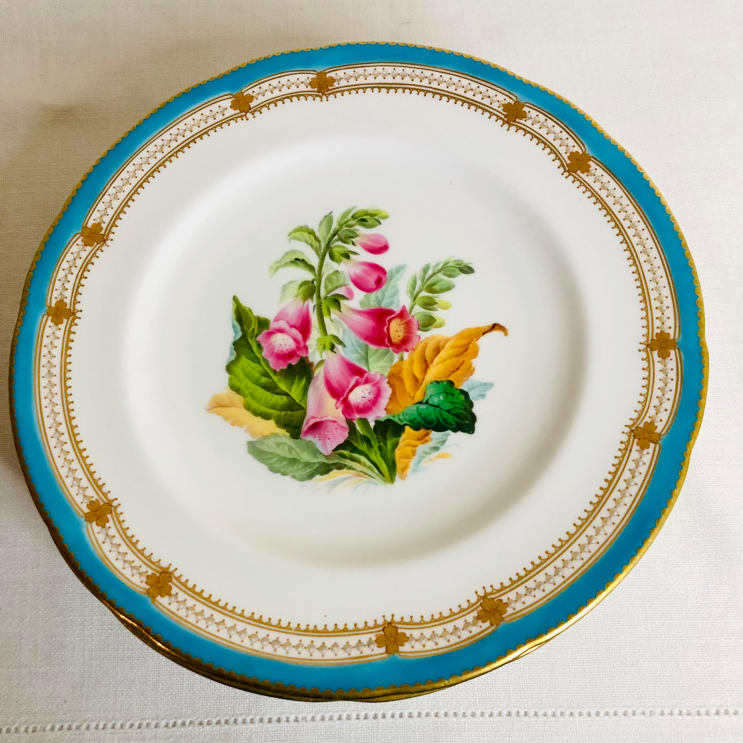 Set of 16 Rare Minton Plates Each Hand-Painted with a Different Flower Bouquet 6