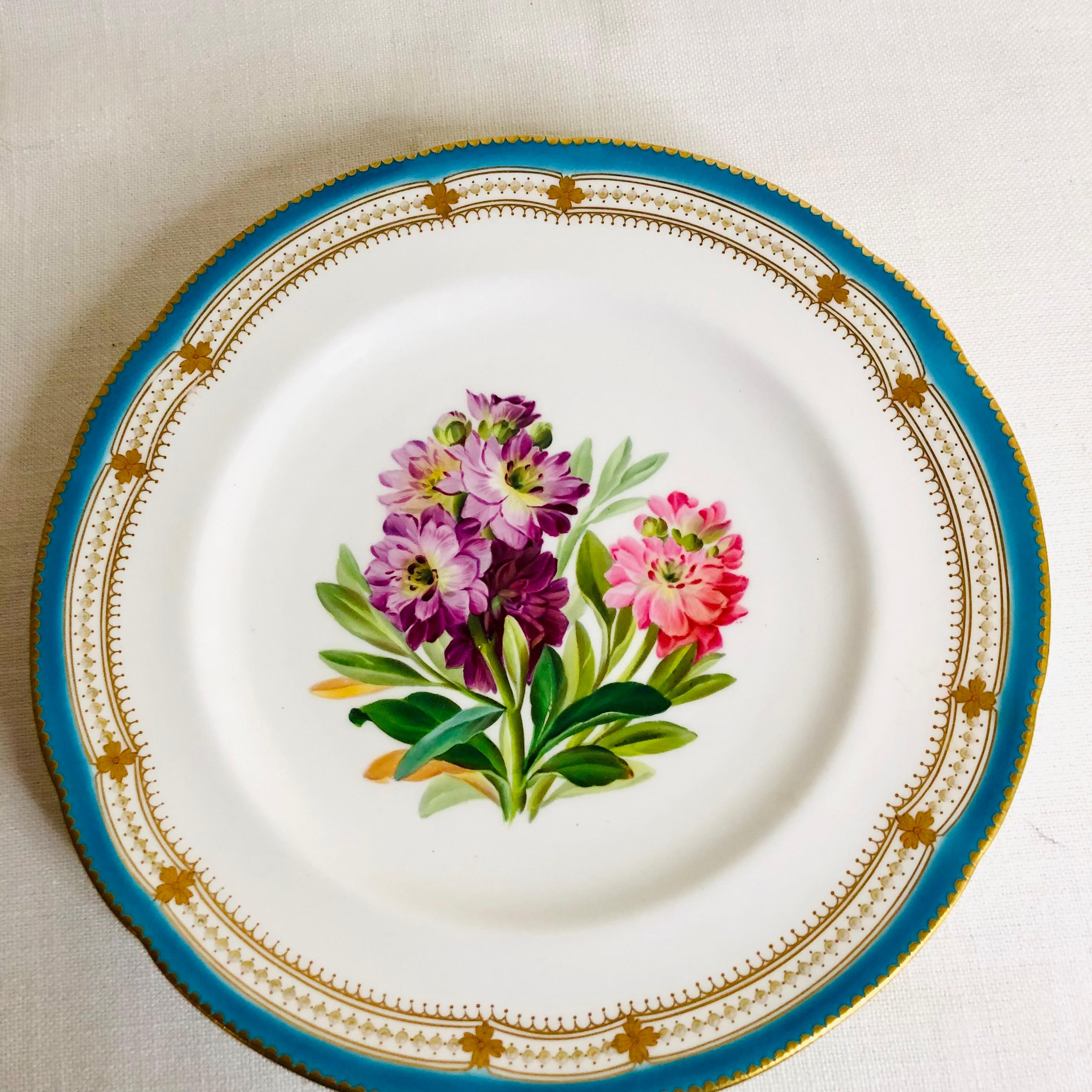Set of 16 Rare Minton Plates Each Hand-Painted with a Different Flower Bouquet 11