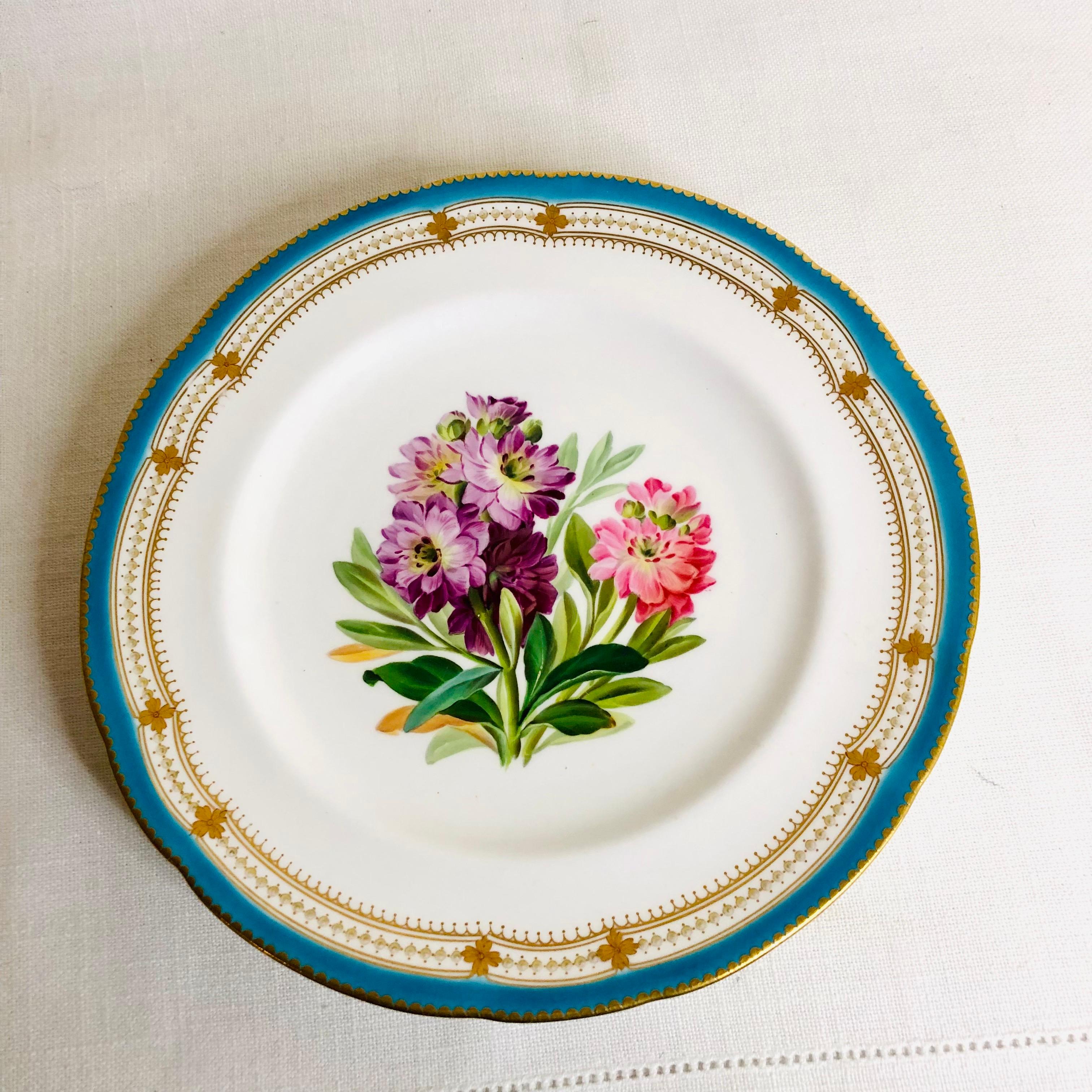 Set of 16 Rare Minton Plates Each Hand-Painted with a Different Flower Bouquet 12