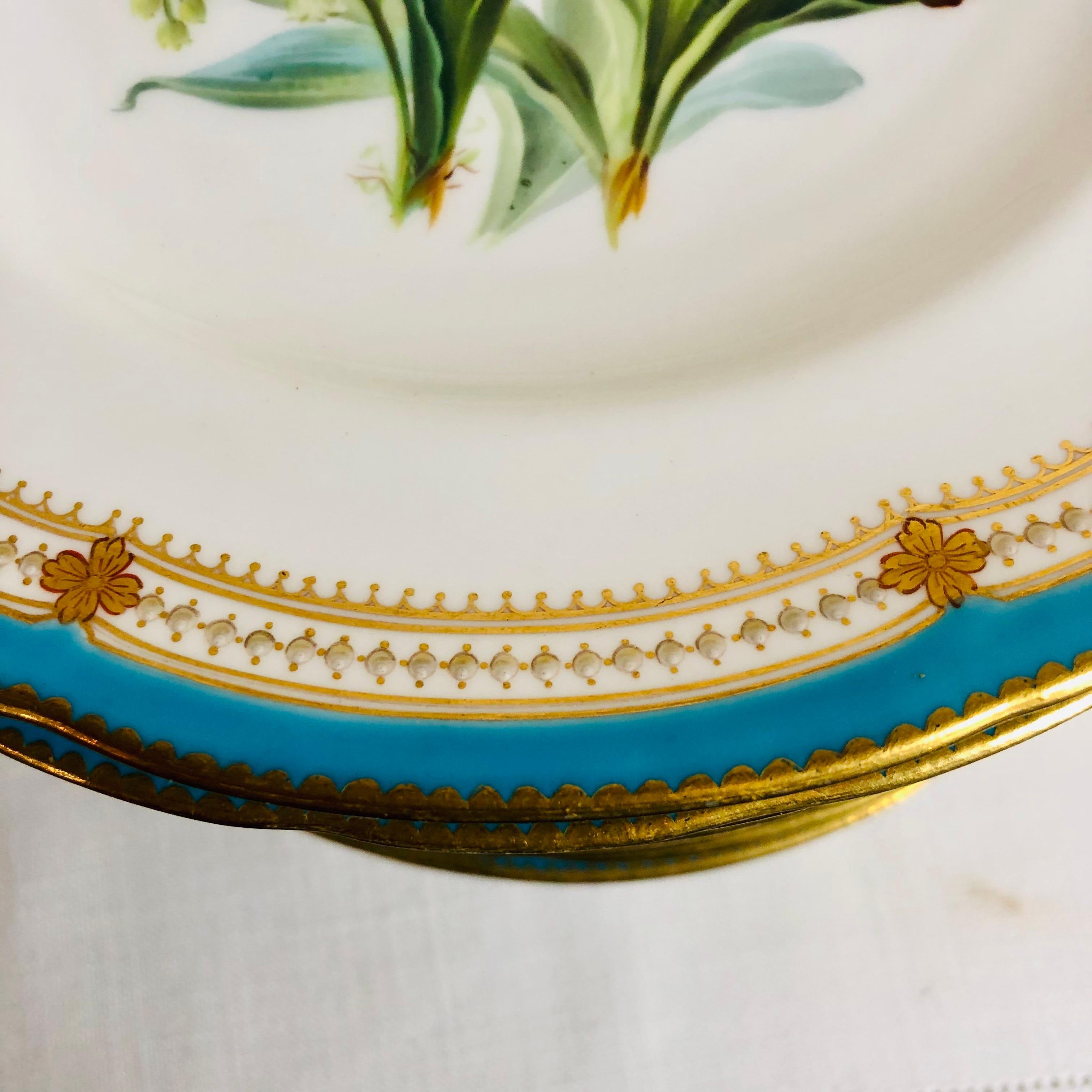 Set of 16 Rare Minton Plates Each Hand-Painted with a Different Flower Bouquet In Good Condition In Boston, MA