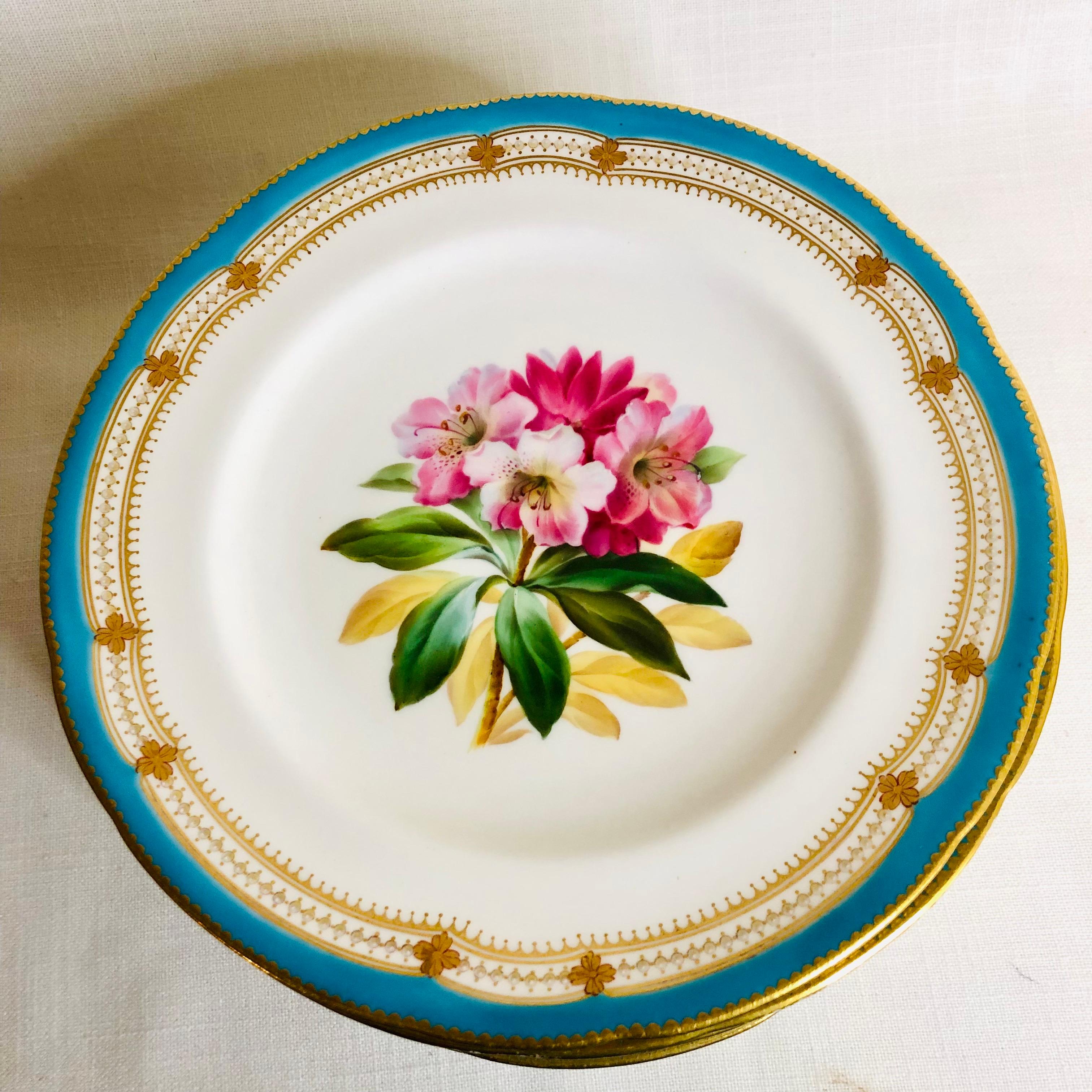 Set of 16 Rare Minton Plates Each Hand-Painted with a Different Flower Bouquet 1
