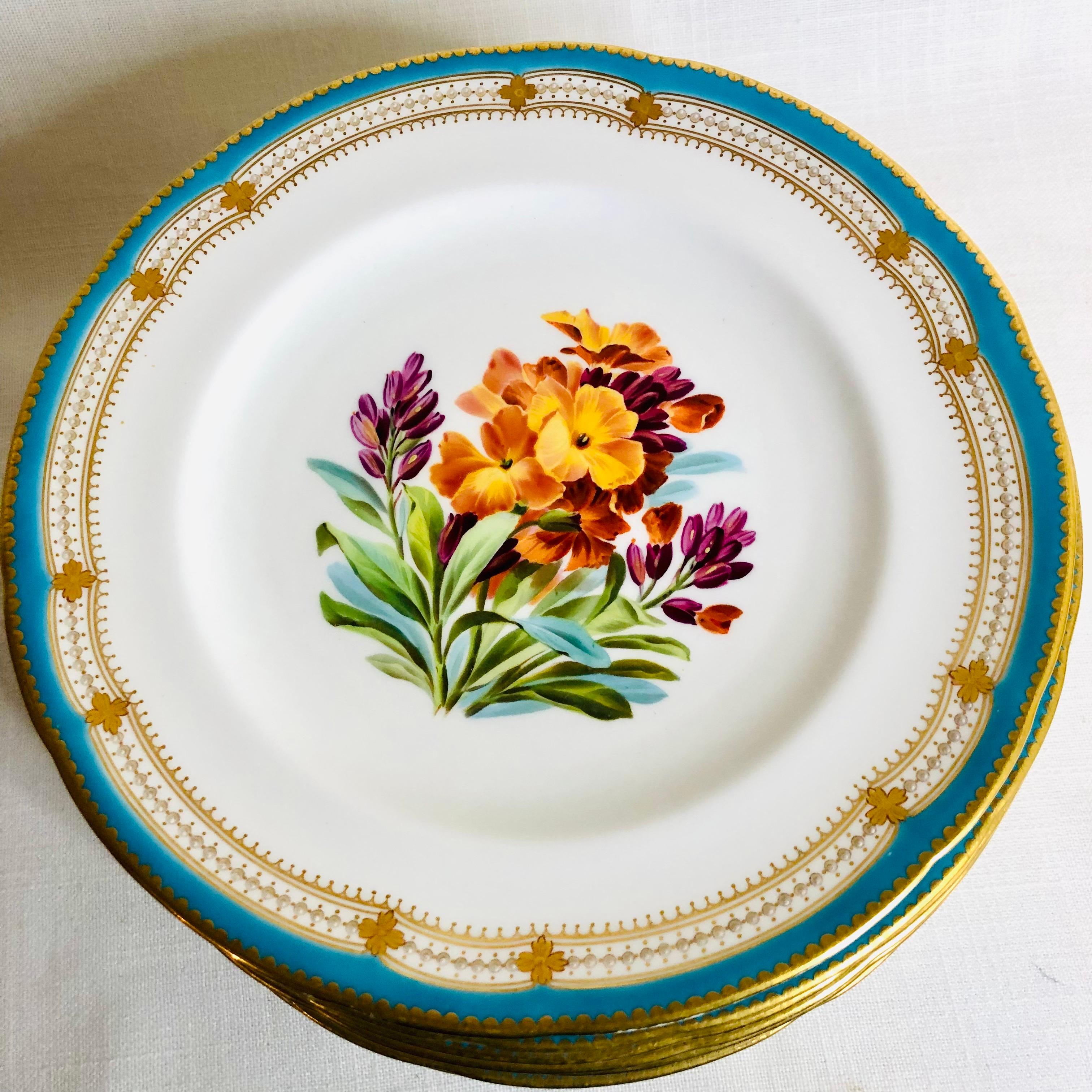Set of 16 Rare Minton Plates Each Hand-Painted with a Different Flower Bouquet 2