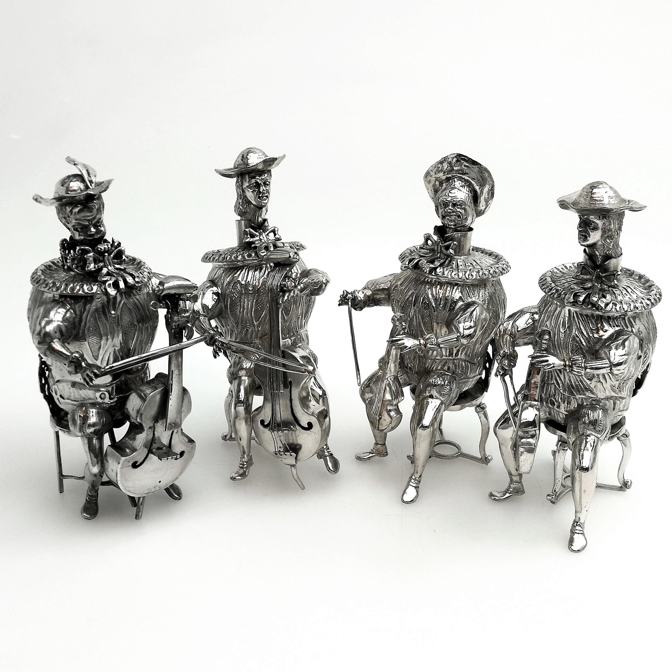 Set of 16 Solid Silver Musician Models Table Figures Hanau Germany, circa 1900 7