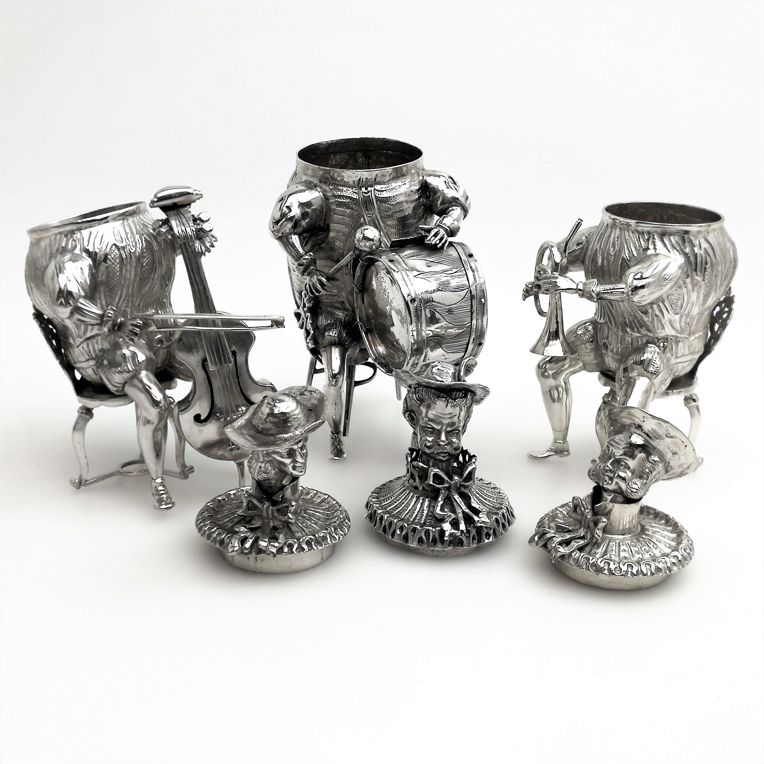 Set of 16 Solid Silver Musician Models Table Figures Hanau Germany, circa 1900 13