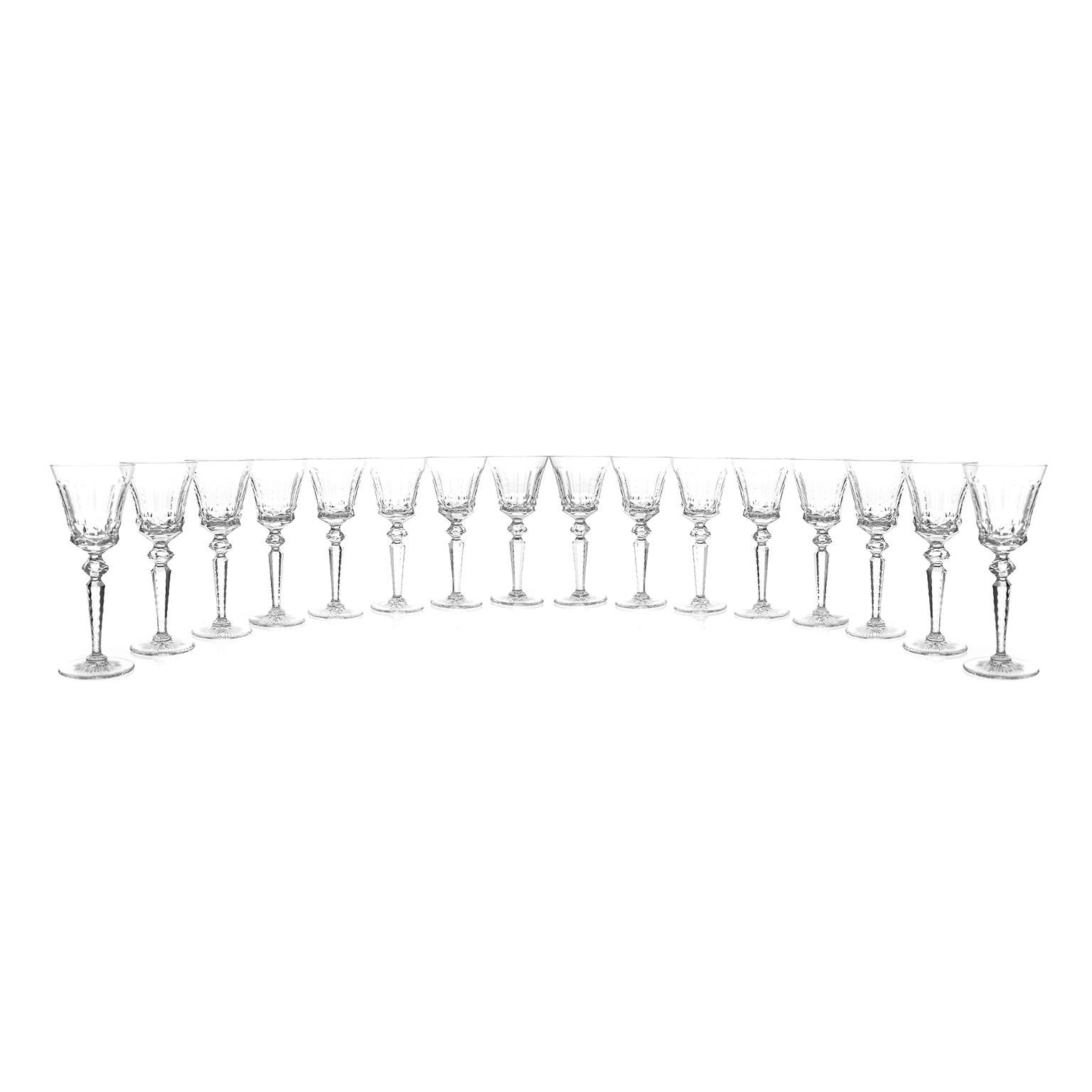French Set of 16 St. Louis Wine Goblets